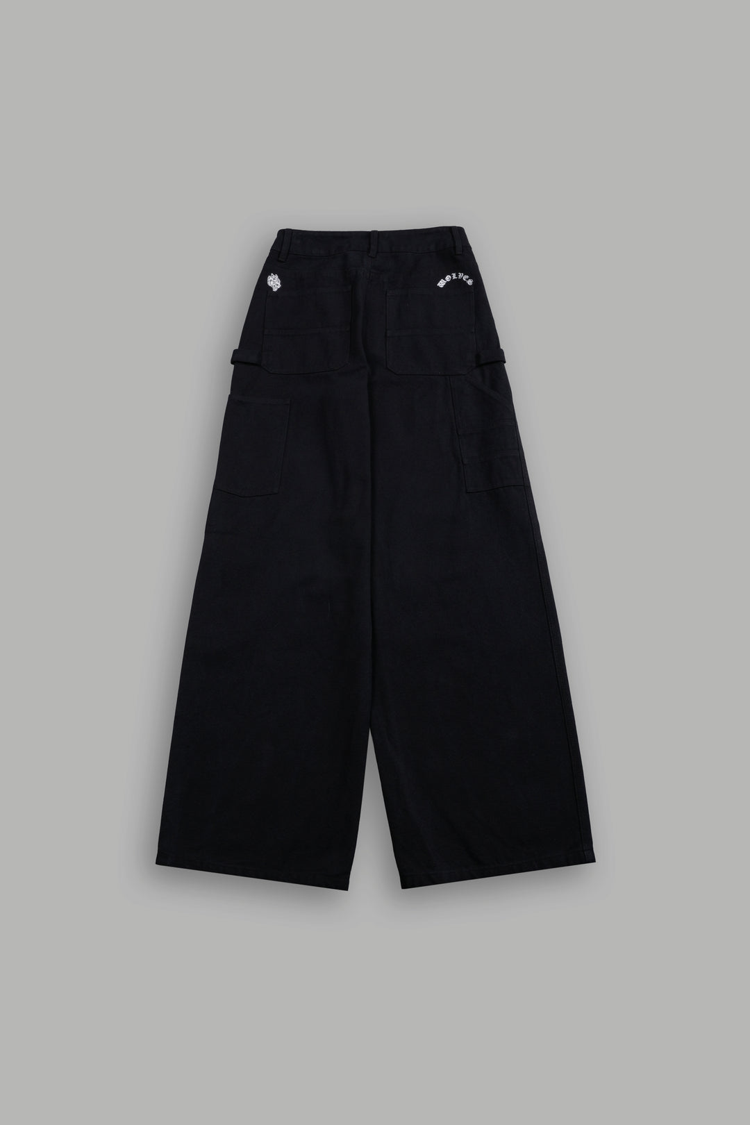 Wolf Chopper Wide Leg Carpenter Pants in Black