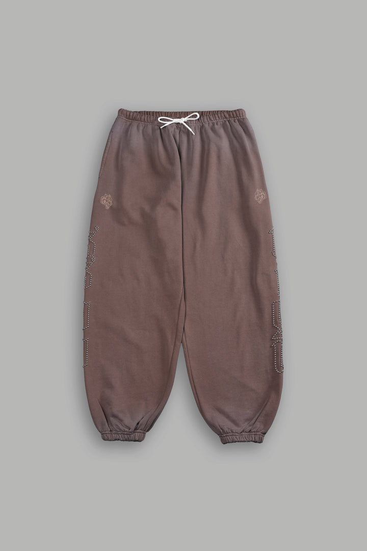 Studded Our Mantra Unisex Lounger Sweat Pants in Mojave Brown Drift Wash