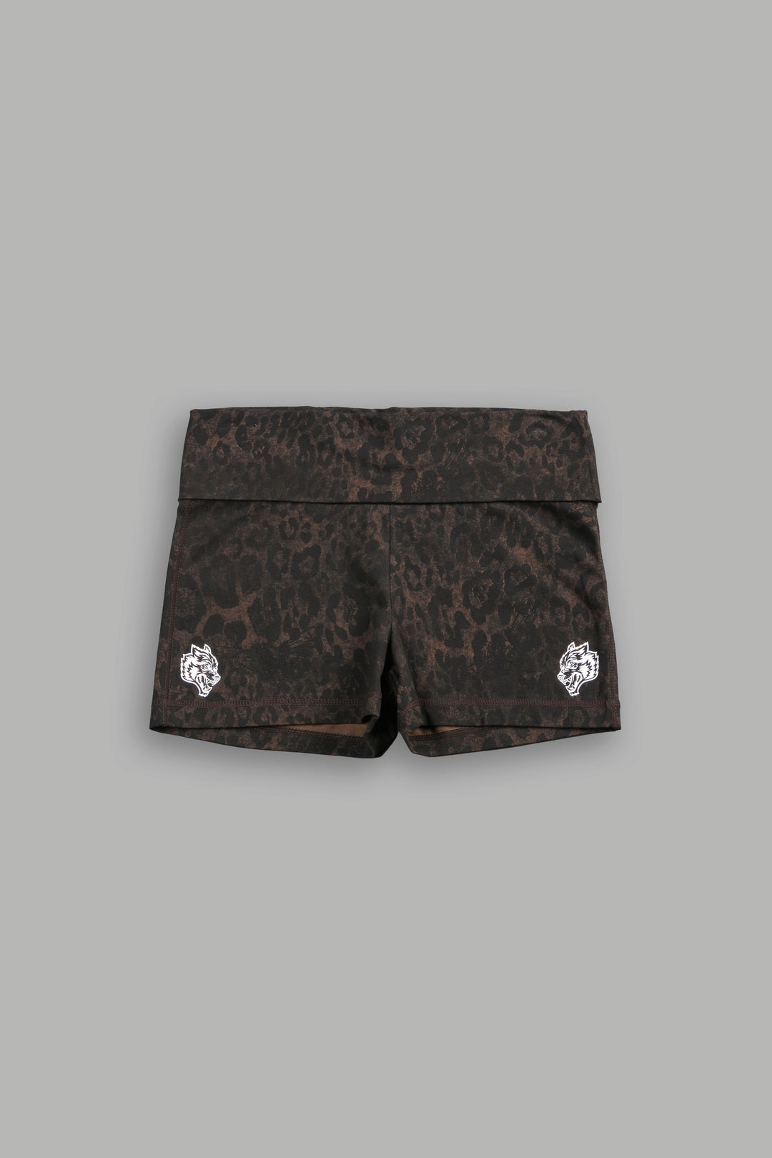 Dual Fold Over Shorts in Darc Brown Leopard