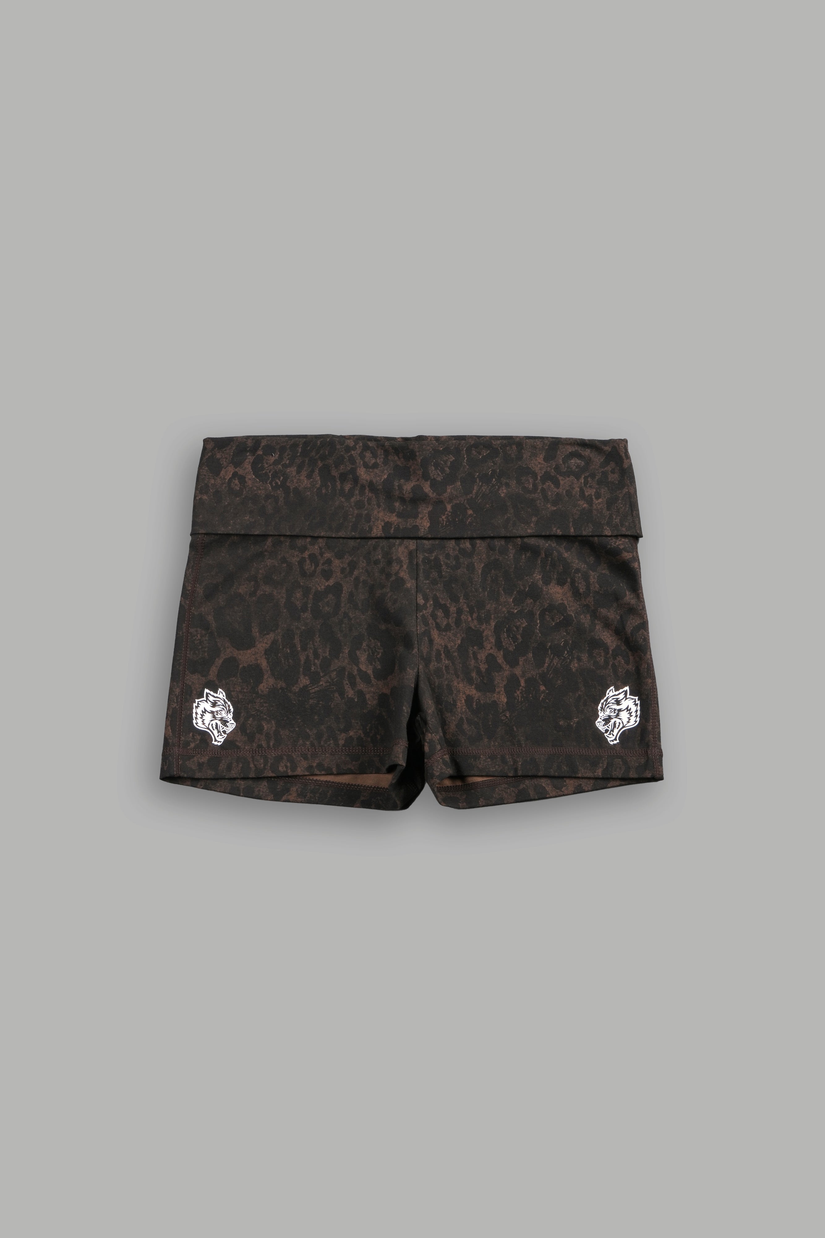 Dual Fold Over Shorts in Darc Brown Leopard