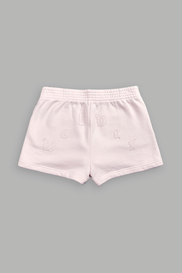 Pyramid Wolves Applique Ellie Sweat Shorts in Blush Pink