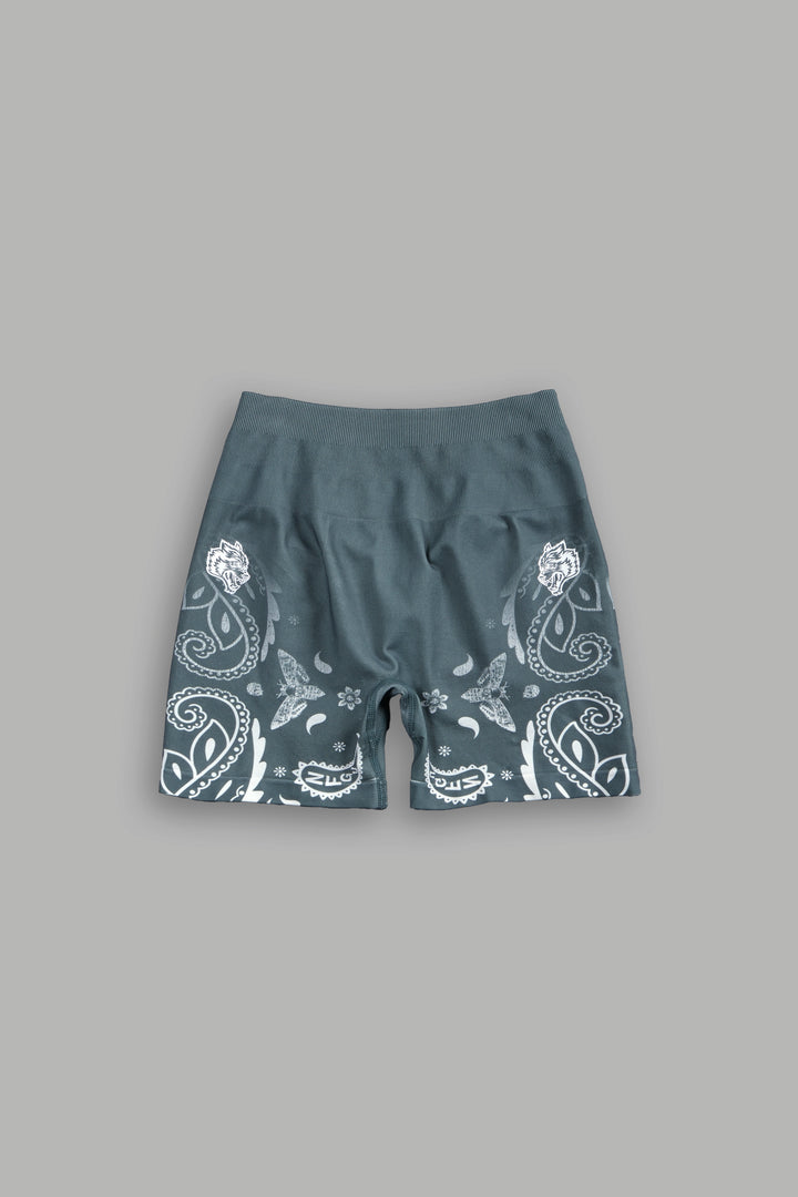 Faded Paisley "Stella" Soft Seamless Shorts in Greek Stone