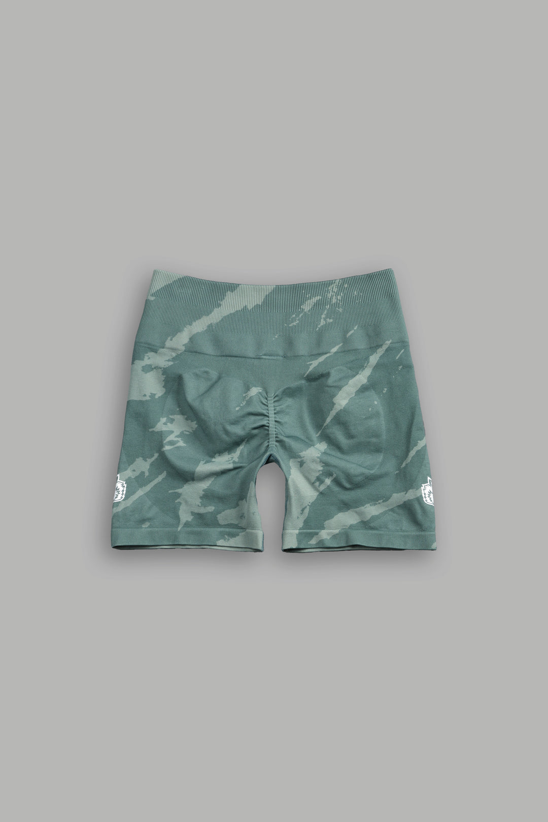 Dual Wolf Everson Seamless "Training" Shorts in Hunter Green Native Camo