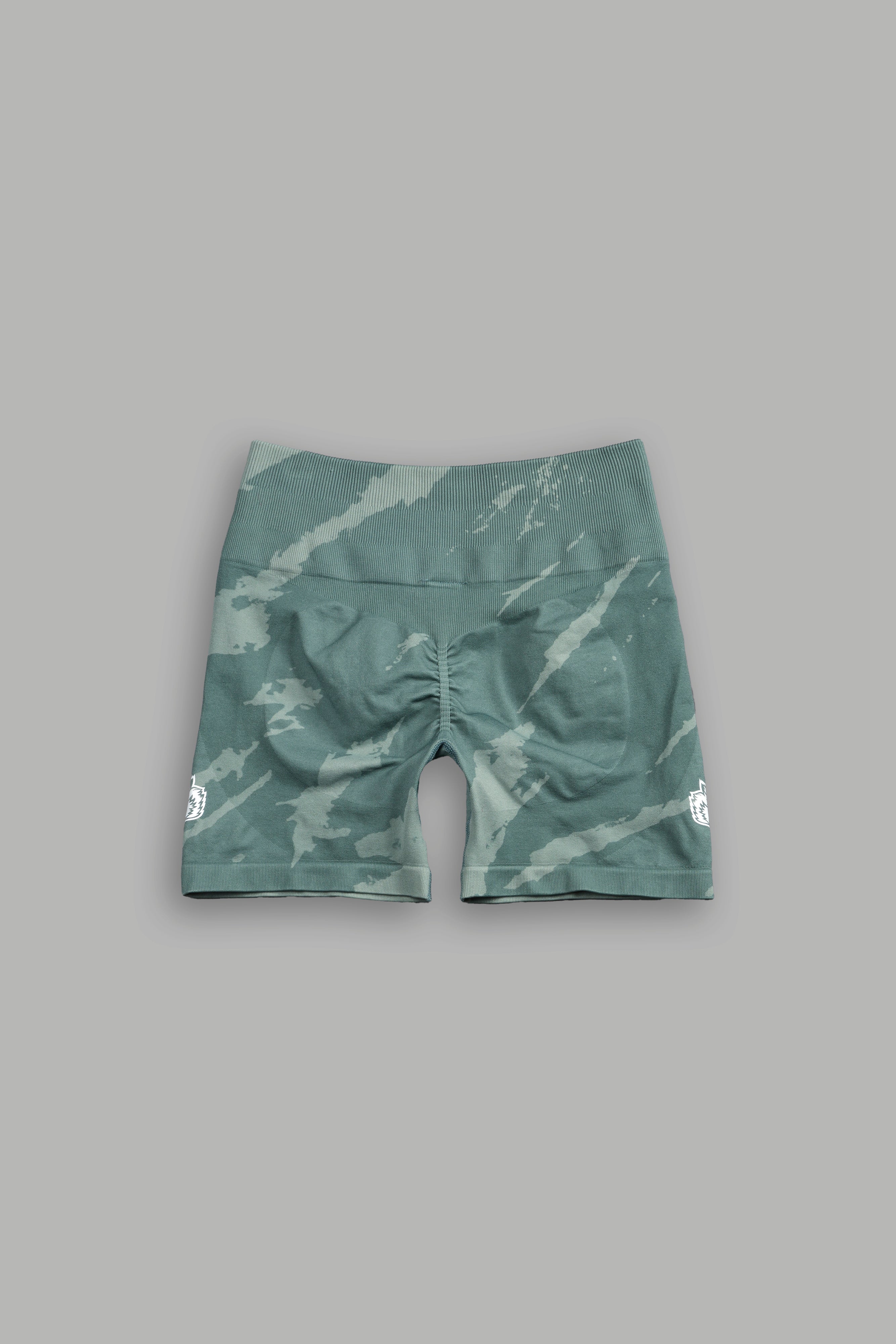 Dual Wolf Everson Seamless "Training" Shorts in Hunter Green Native Camo