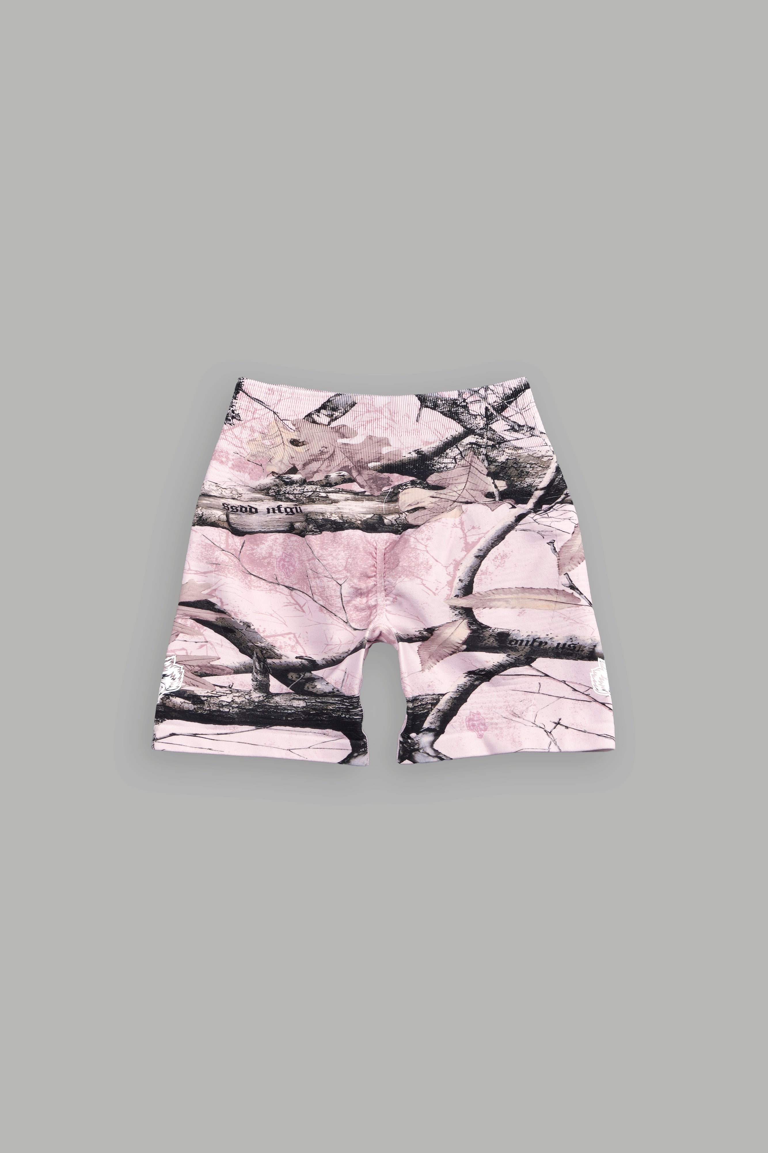 Dual Wolf Everson Seamless "Valencourt" Shorts in Brown/Light Mauve Woodland Camo