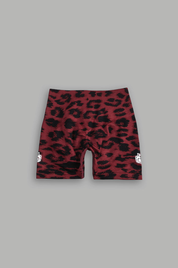 Dual Wolf Everson Seamless "Sierra" Shorts in Cherry Red Leopard