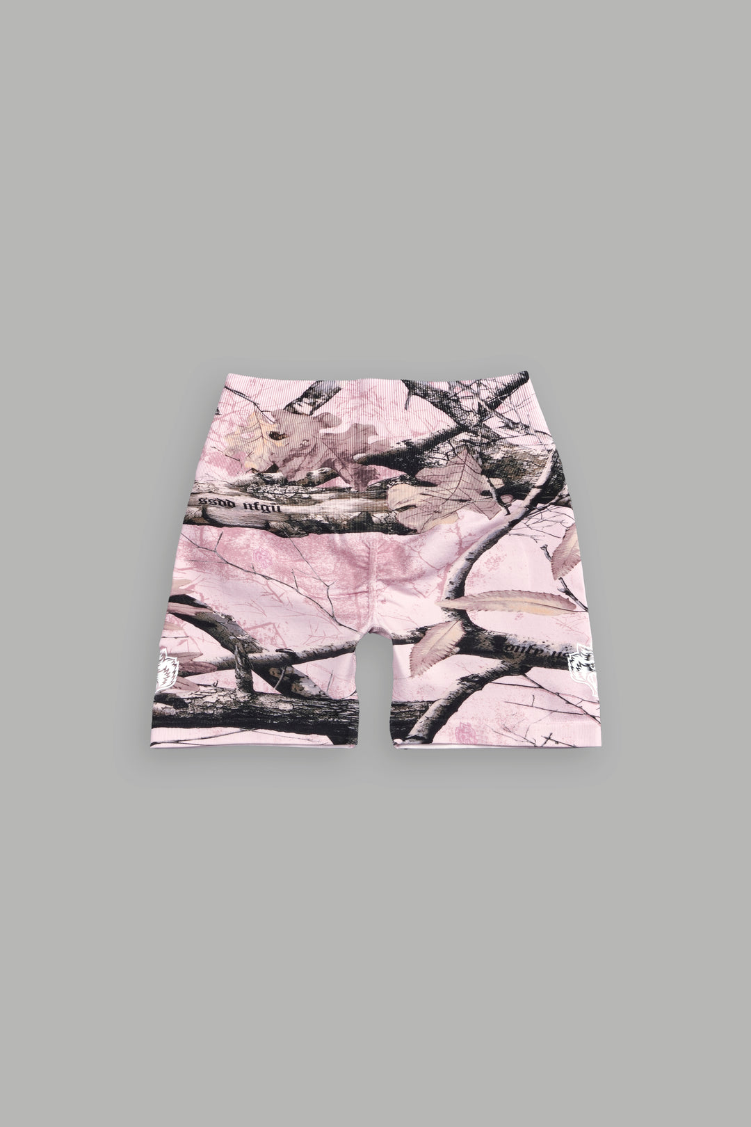 Dual Wolf Everson Seamless "Training" Shorts in Baby Pink Woodland Camo