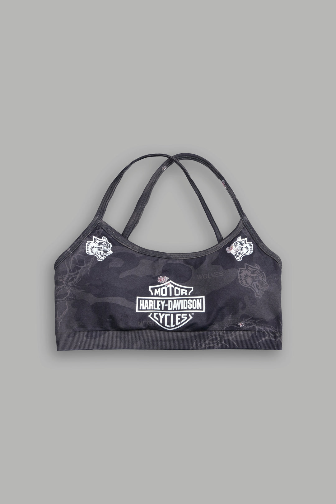 H-D Wolves Layla Soft Seamless Bra in Warrior In A Garden Black Camo
