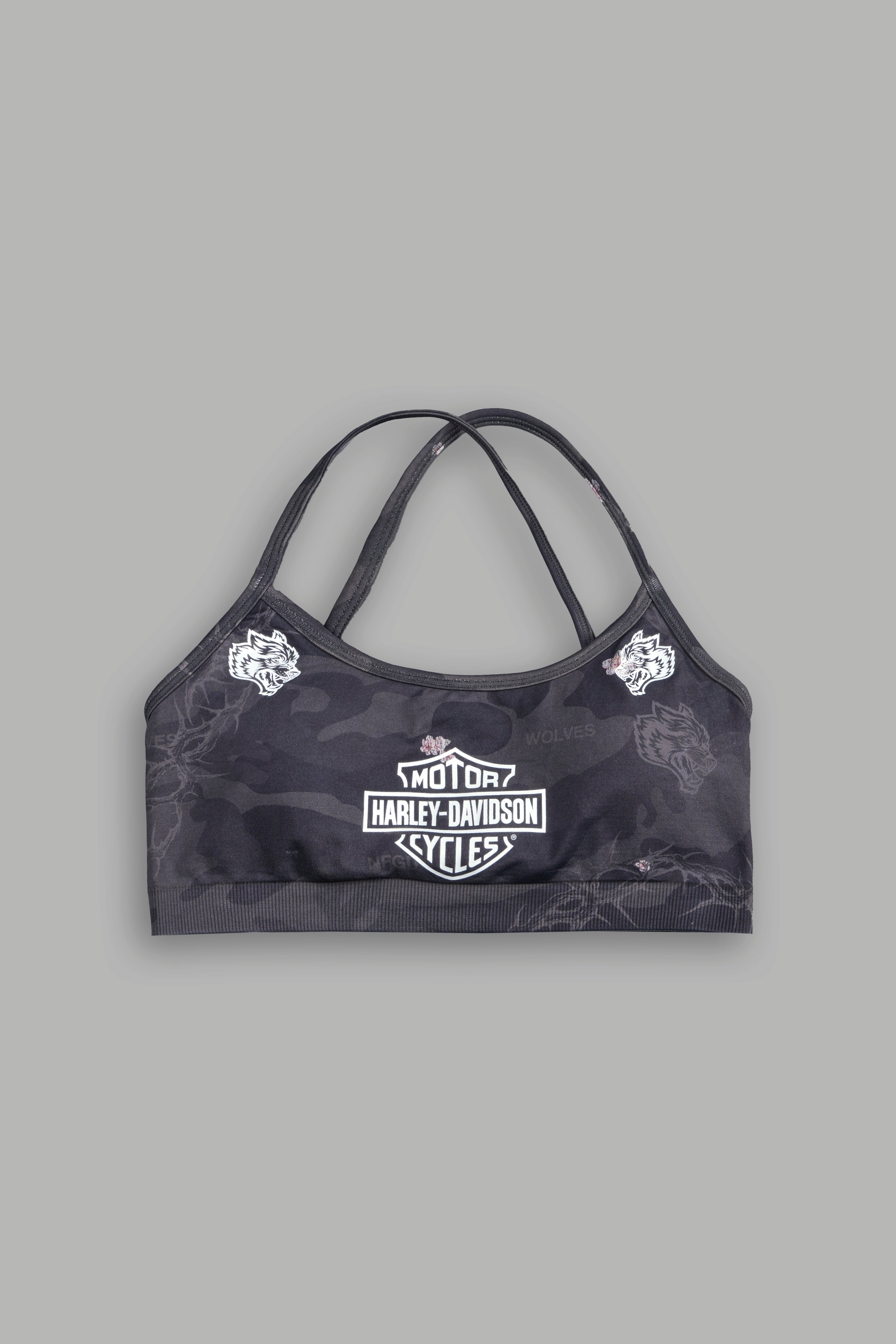 H-D Wolves Layla Soft Seamless Bra in Warrior In A Garden Black Camo