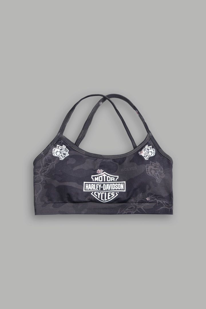 H-D Wolves Layla Soft Seamless Bra in Warrior In A Garden Black Camo