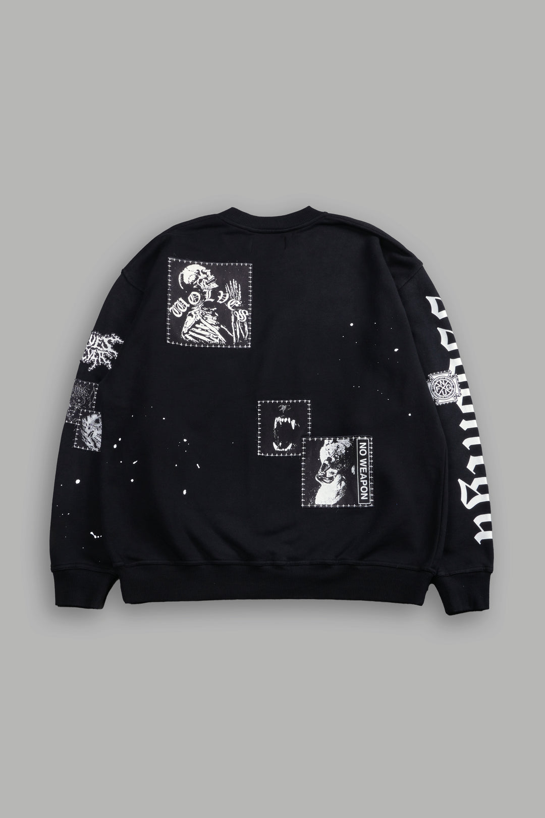 Stitched In London Unisex Crewneck in Black Vandal Wash