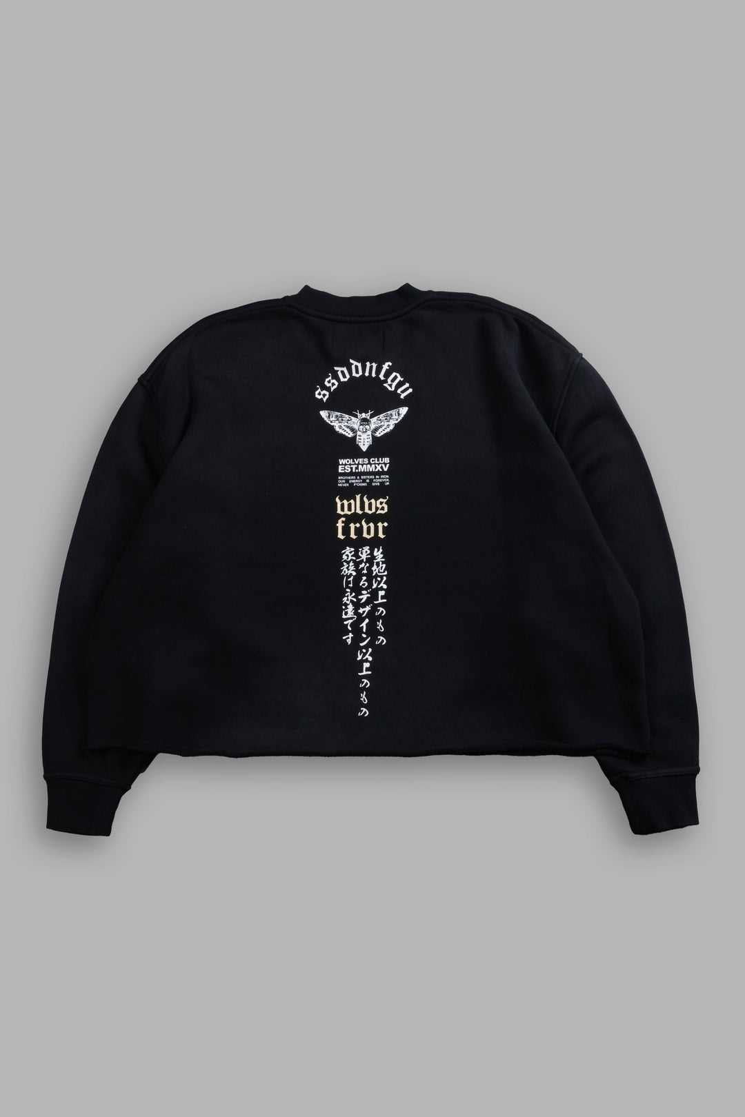 Hannya Inferno Raw Hem "Box Cut" Crewneck in Black Sun Fade