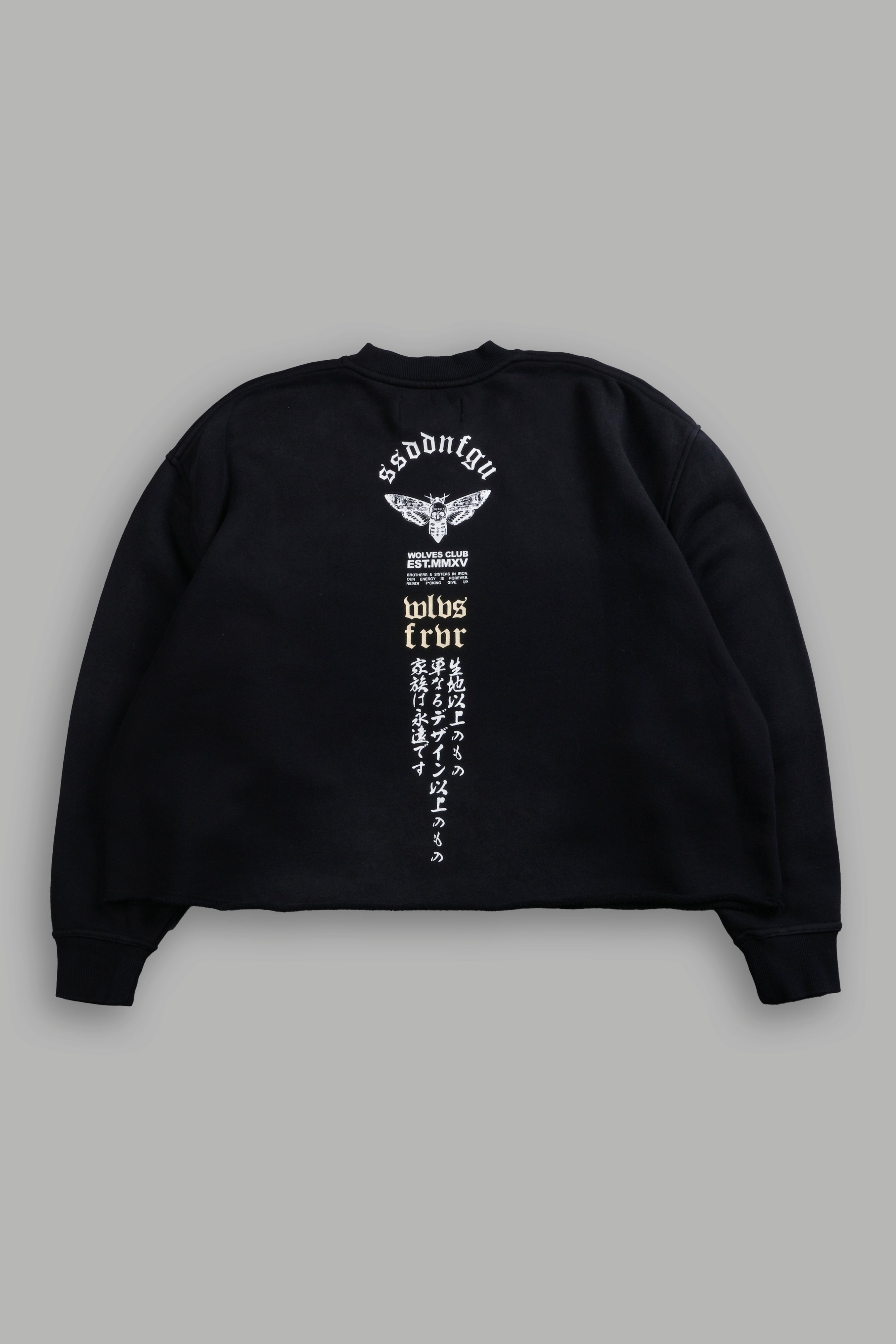 Hannya Inferno Raw Hem "Box Cut" Crewneck in Black Sun Fade