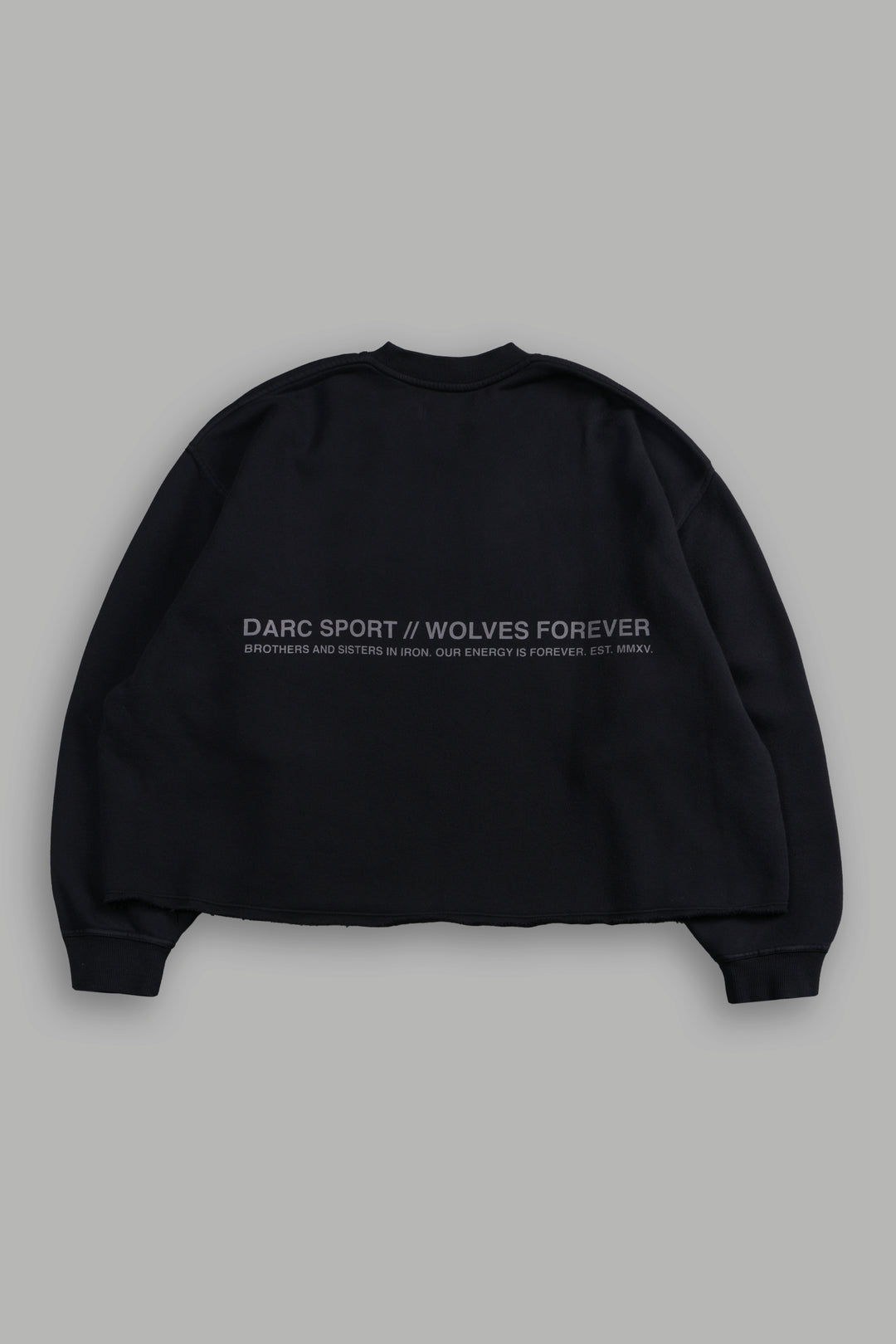 Pyramid Wolves Raw Hem "Box Cut" Crewneck in Black