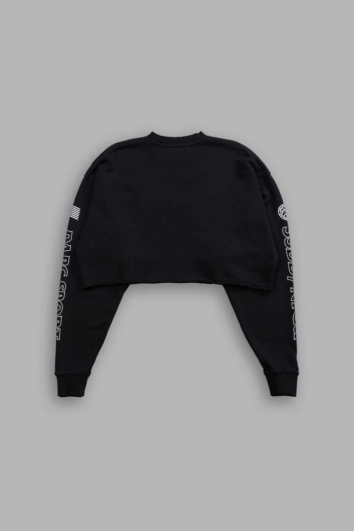 Faster London (Cropped) Crewneck in Black