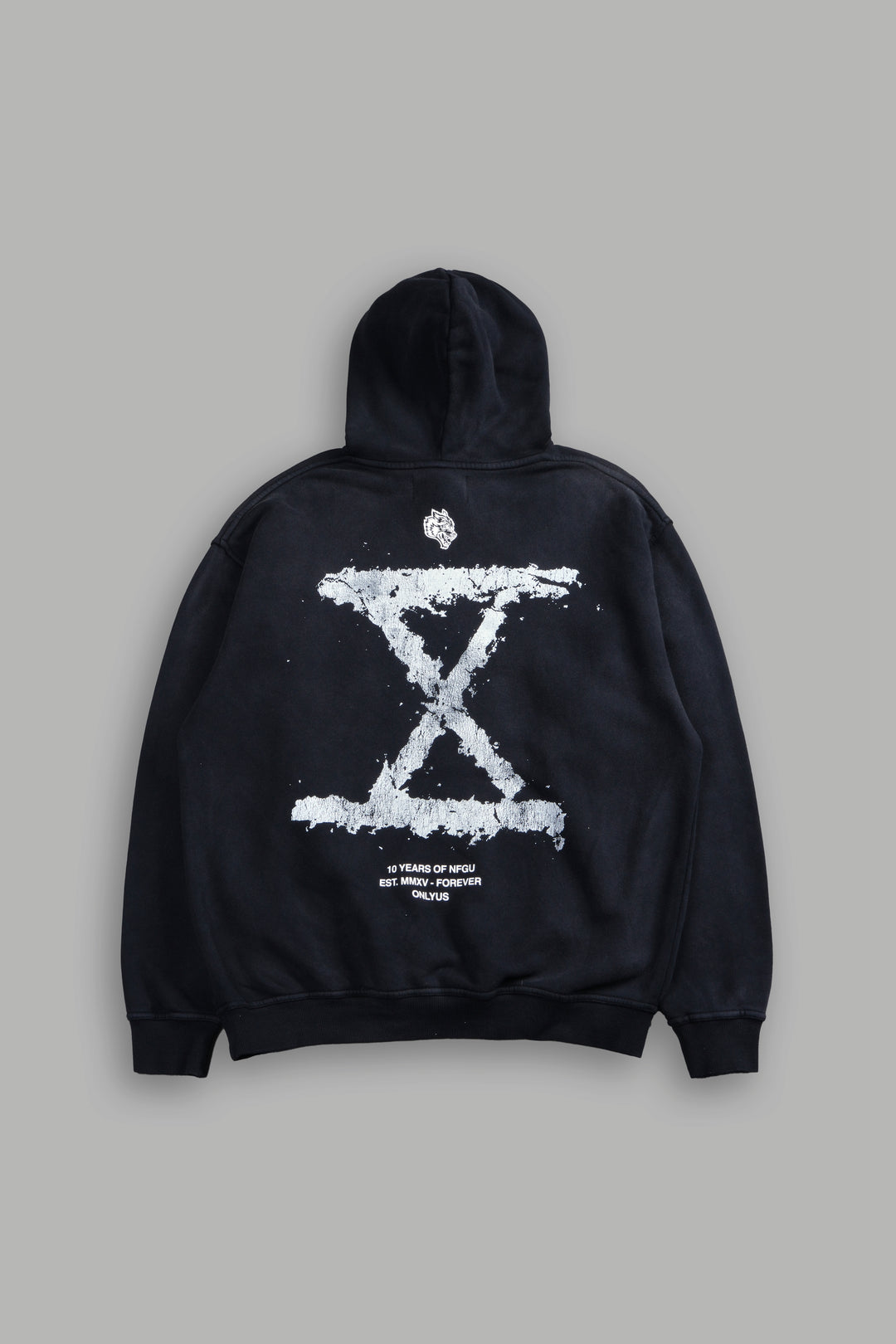 10 Years of NFGU "Pierce" Hoodie in Black Drift Wash