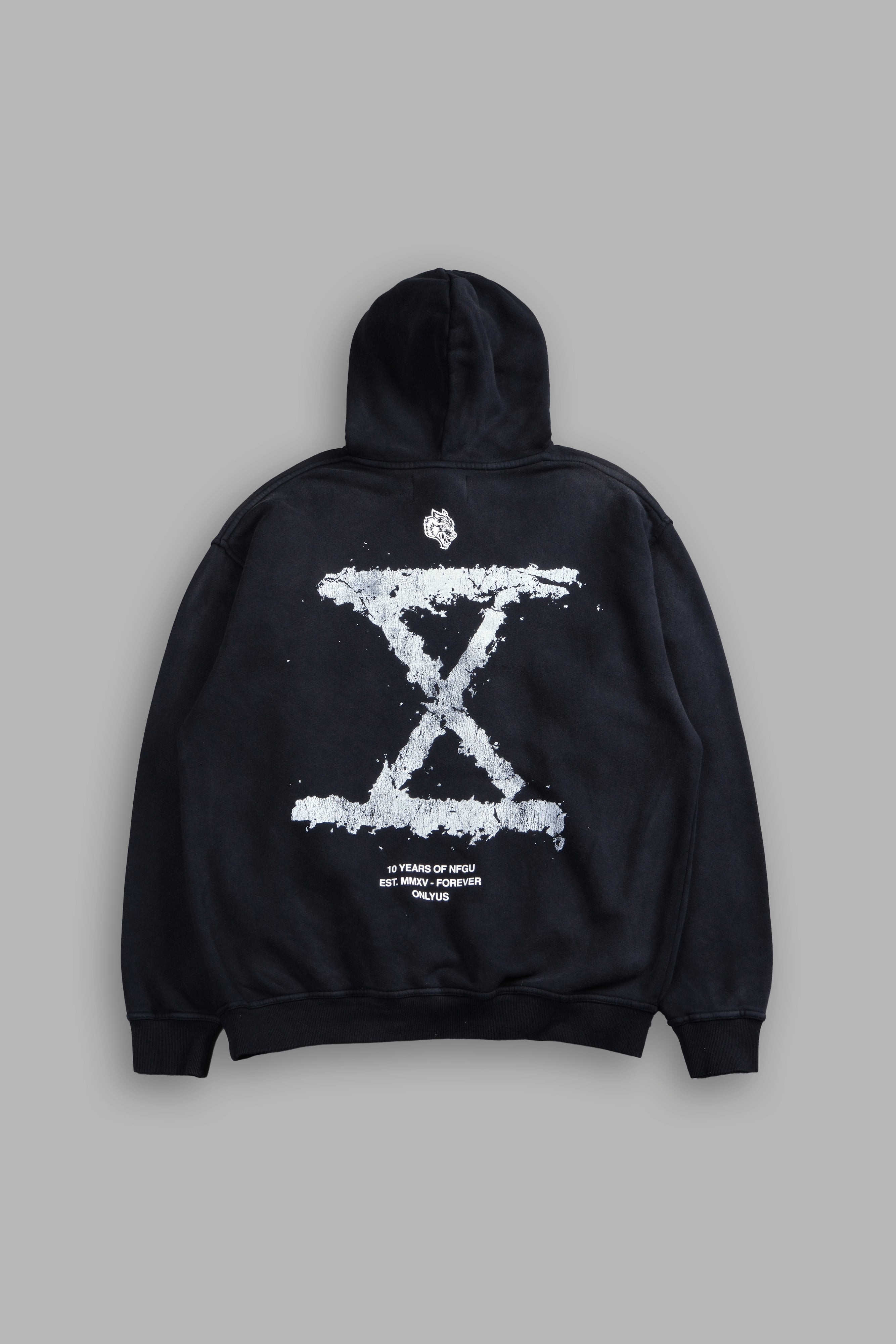 10 Years of NFGU "Pierce" Hoodie in Black Drift Wash