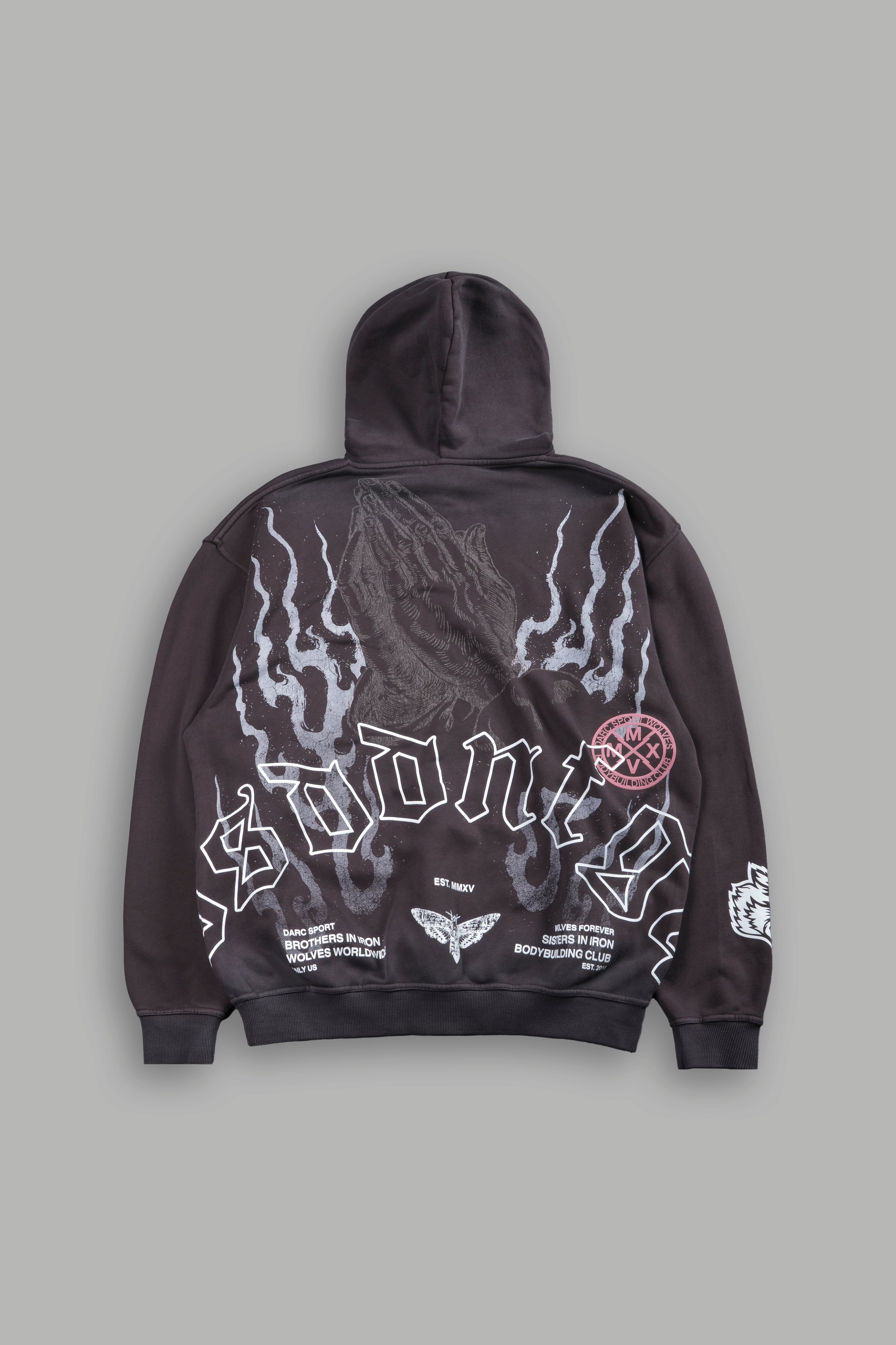 Our Sacrifice Pierce Hoodie in Darc Brown Drift Wash