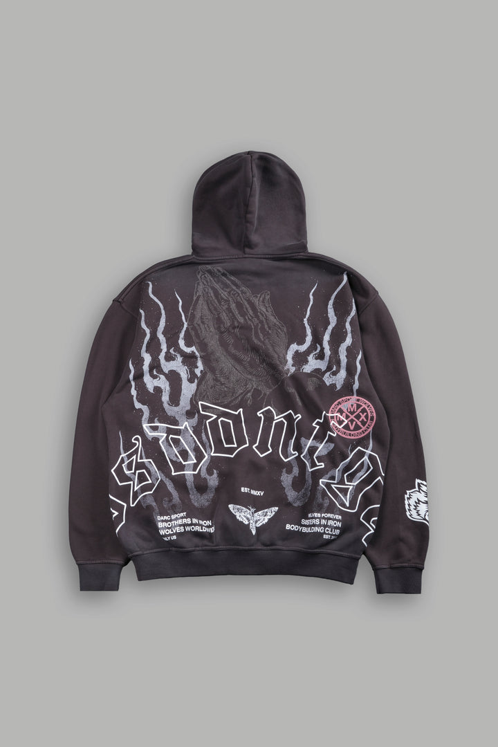 Our Sacrifice Pierce Hoodie in Darc Brown Drift Wash