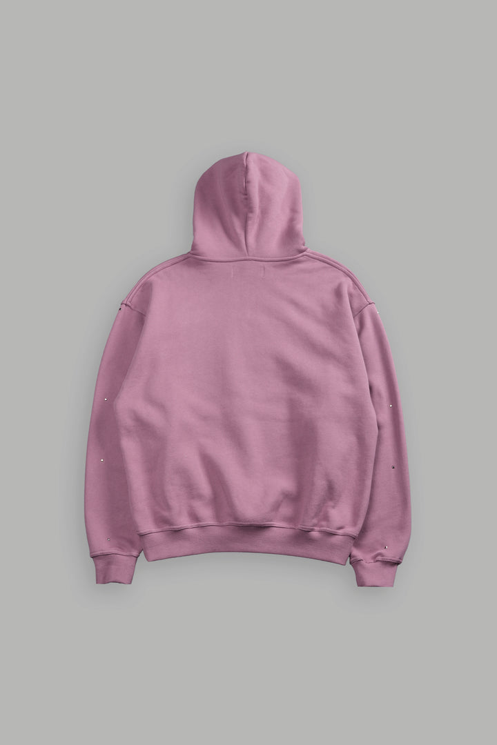 Hesh Appliqué Studded Pierce Hoodie in Pink Smoke