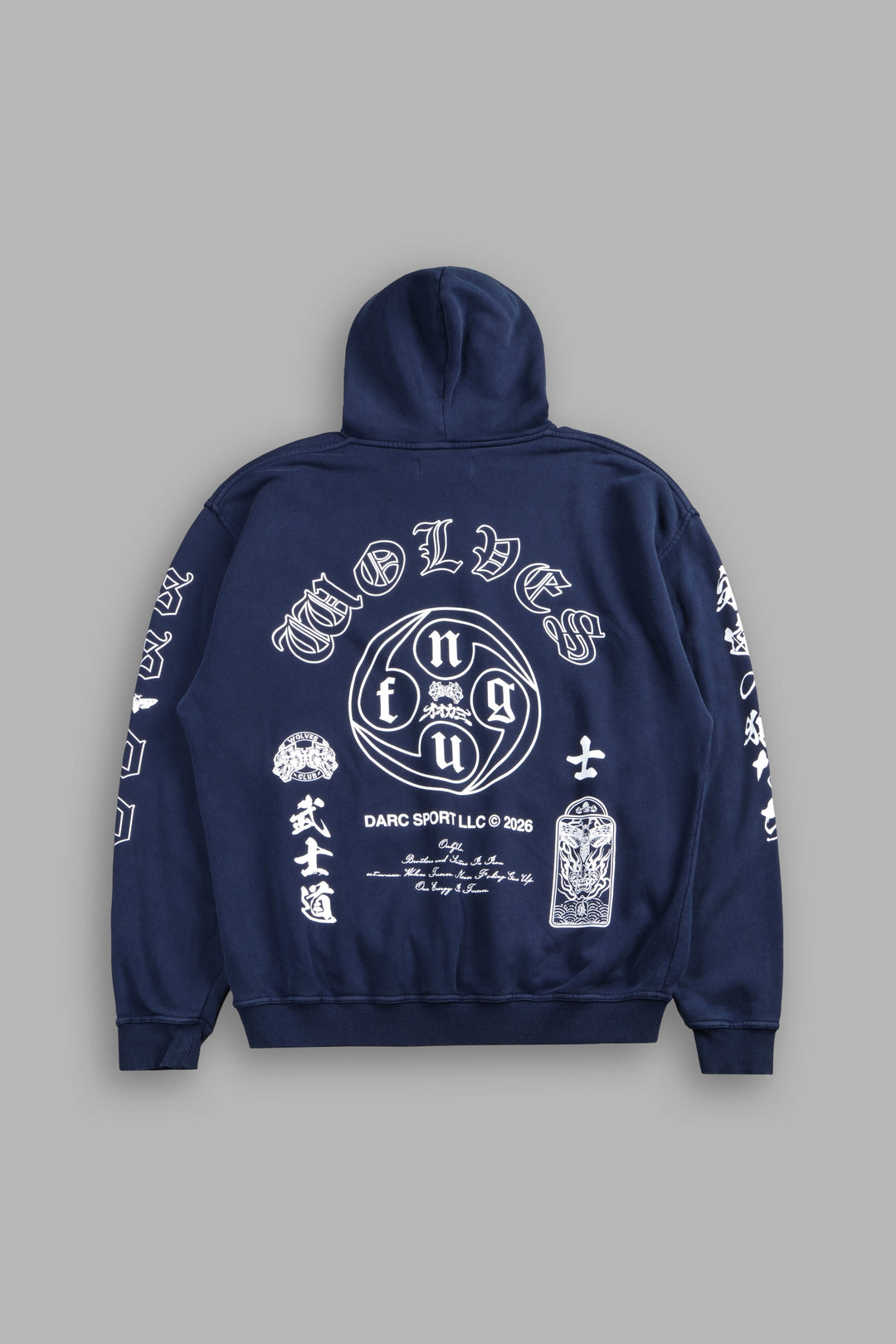 Kazoku Okami Bishop Hoodie in Navy