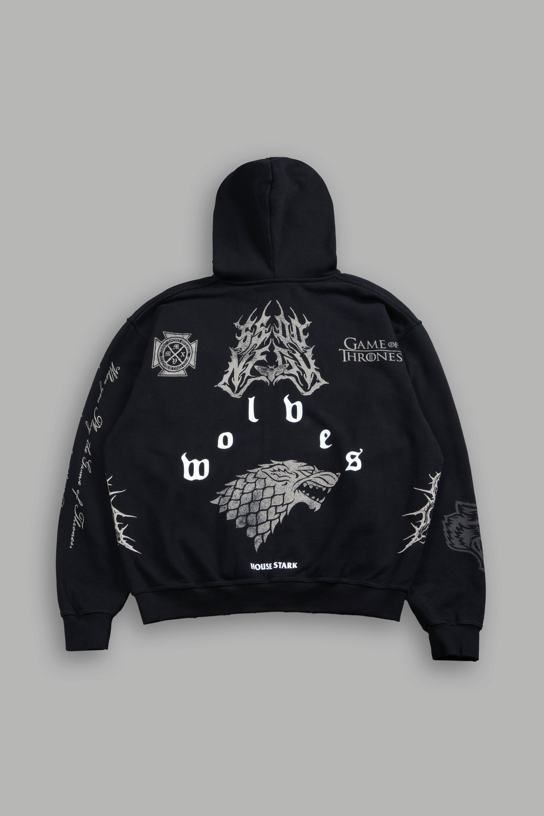 King Of The North Grunge Moatis Zip Hoodie in Black