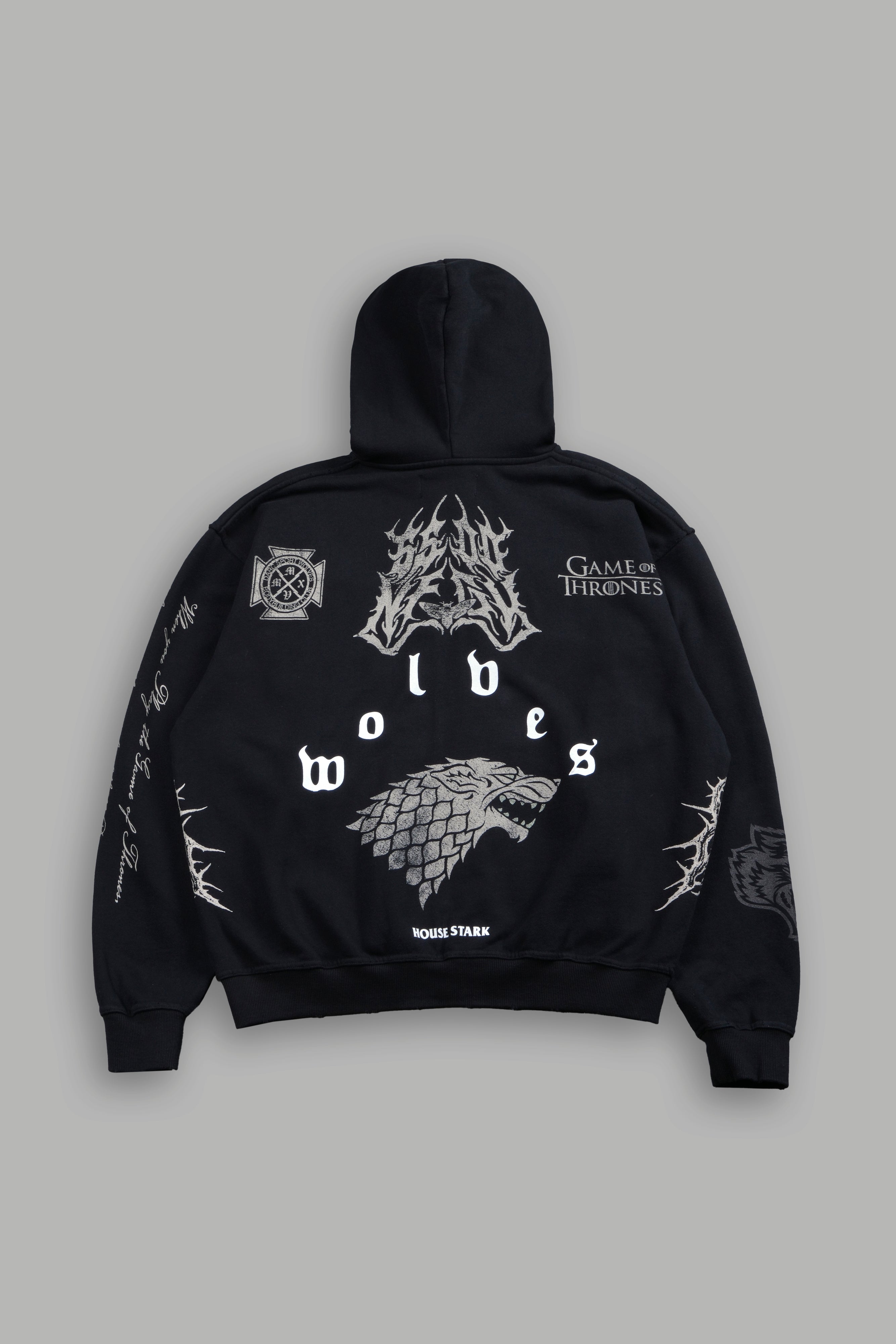 King Of The North Grunge Moatis Zip Hoodie in Black