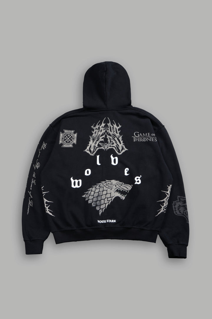 King Of The North Grunge Moatis Zip Hoodie in Black