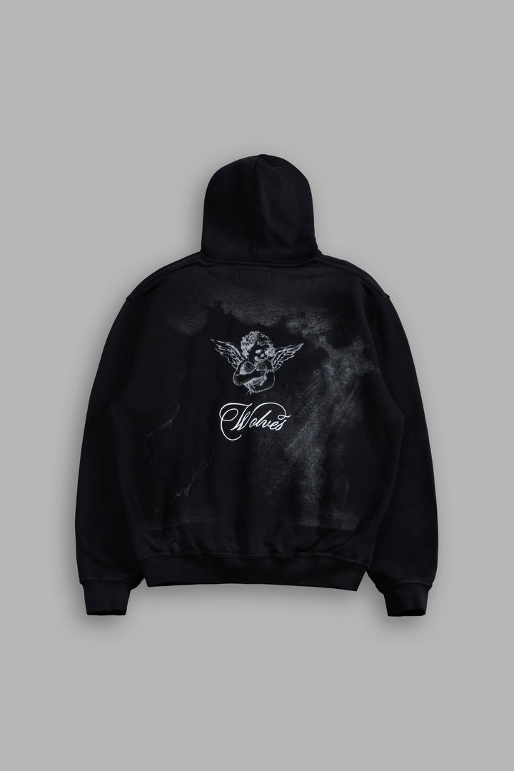 (1 OF 500) Divine Light "Pierce" Hoodie in Black Drift Wash