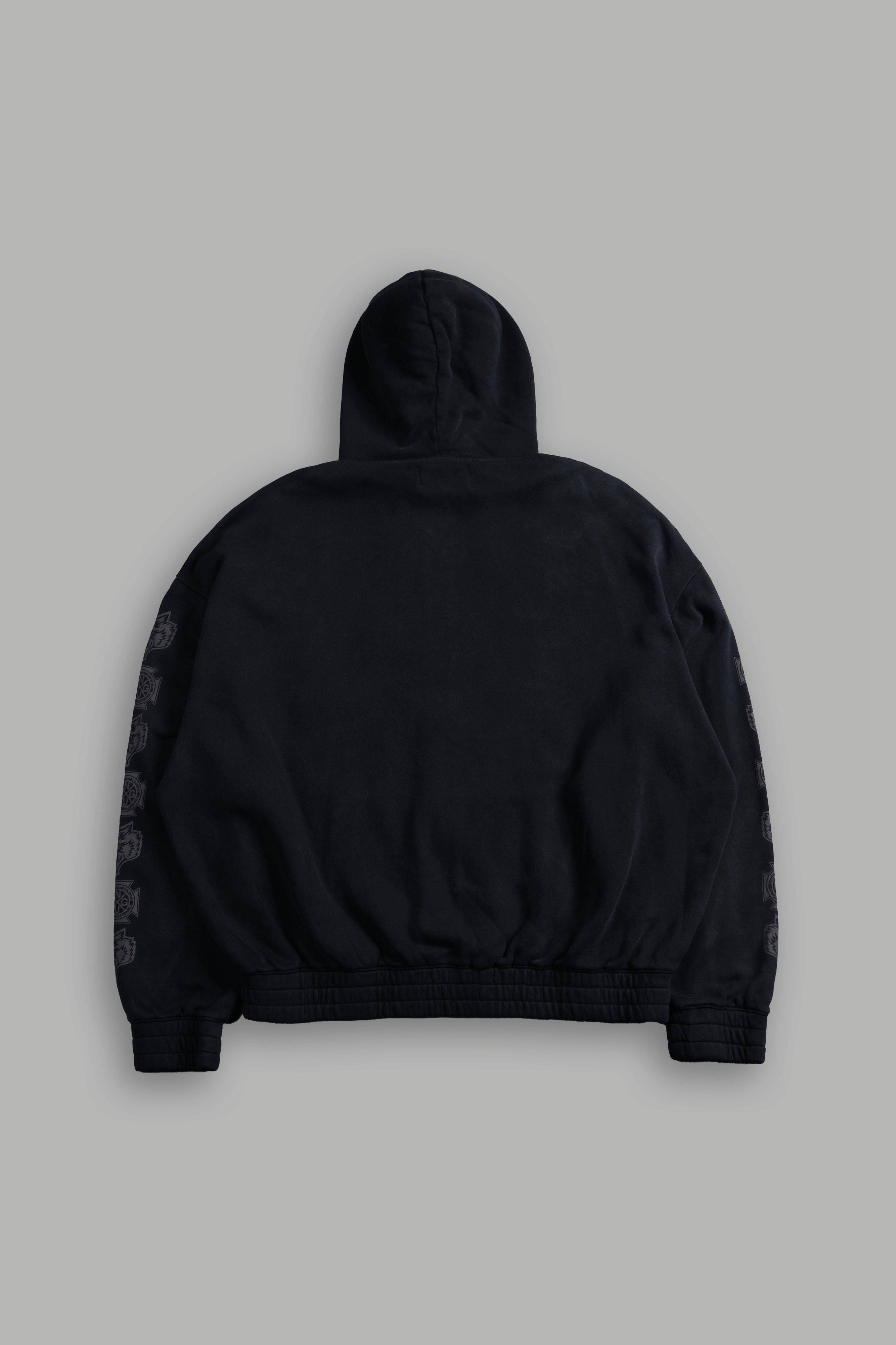 Midnight Horseman "Chambers" Zip Hoodie in Black Drift Wash