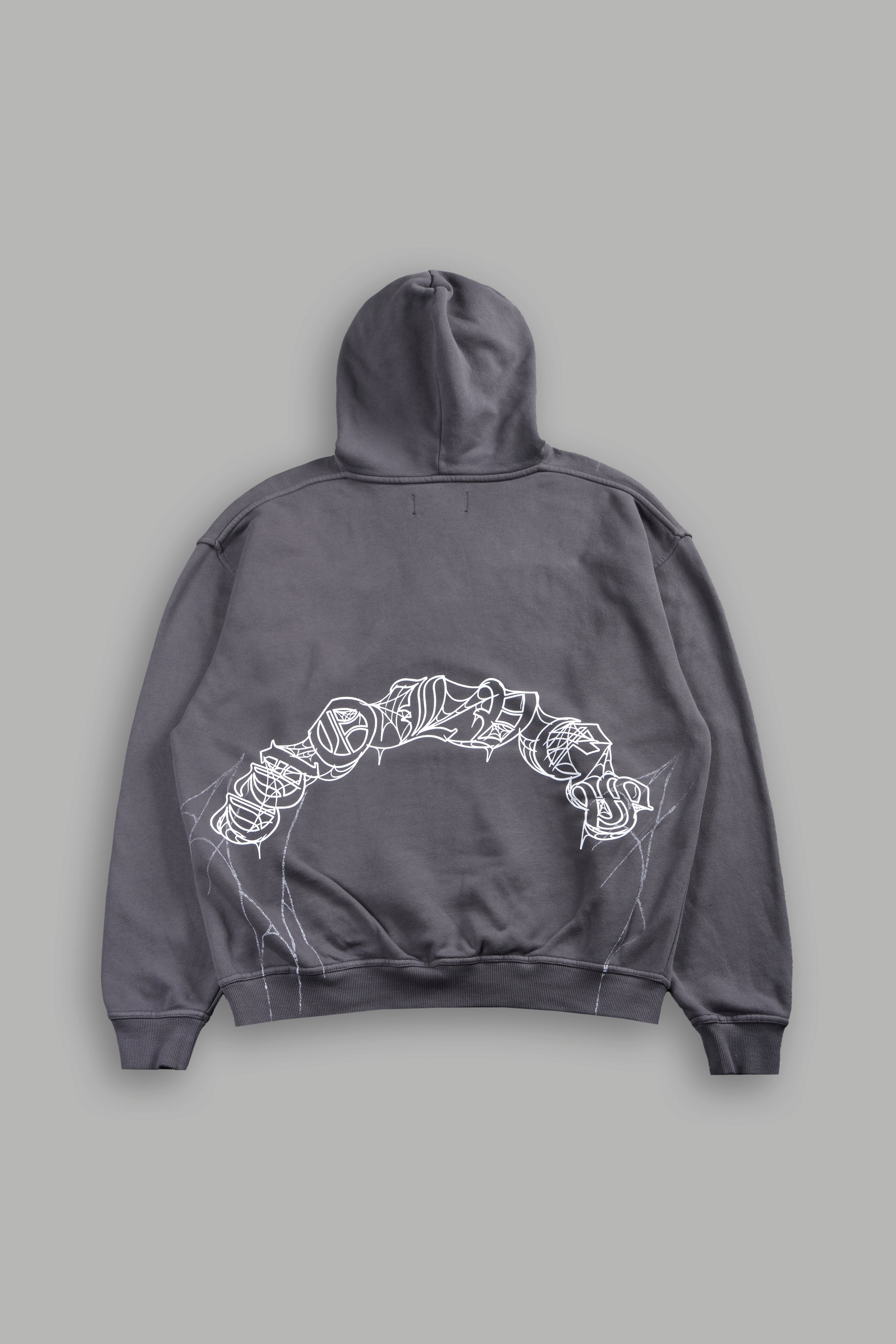 Web Of Darkness Bishop Hoodie in Slate Gray