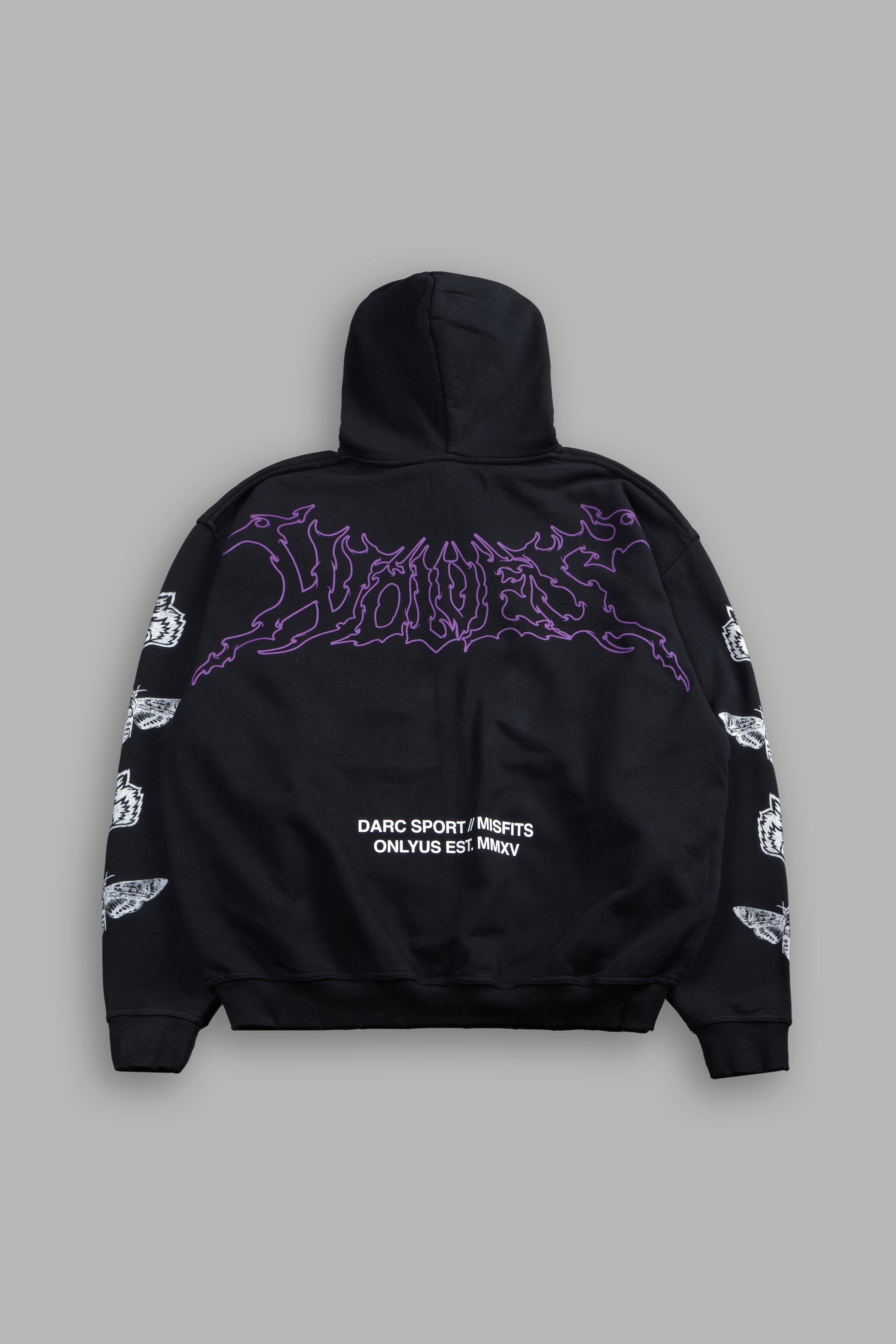 Fiend Skull Grunge Moatis Zip Hoodie in Black