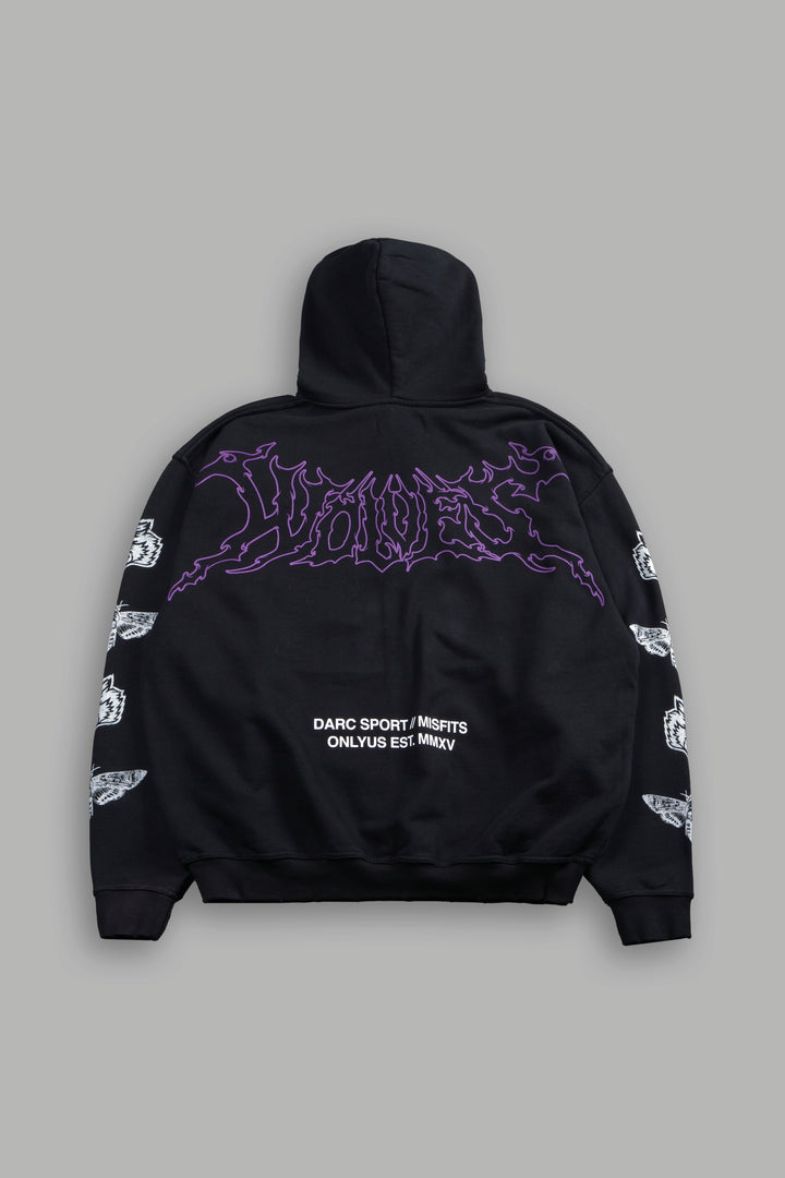 Fiend Skull Grunge Moatis Zip Hoodie in Black