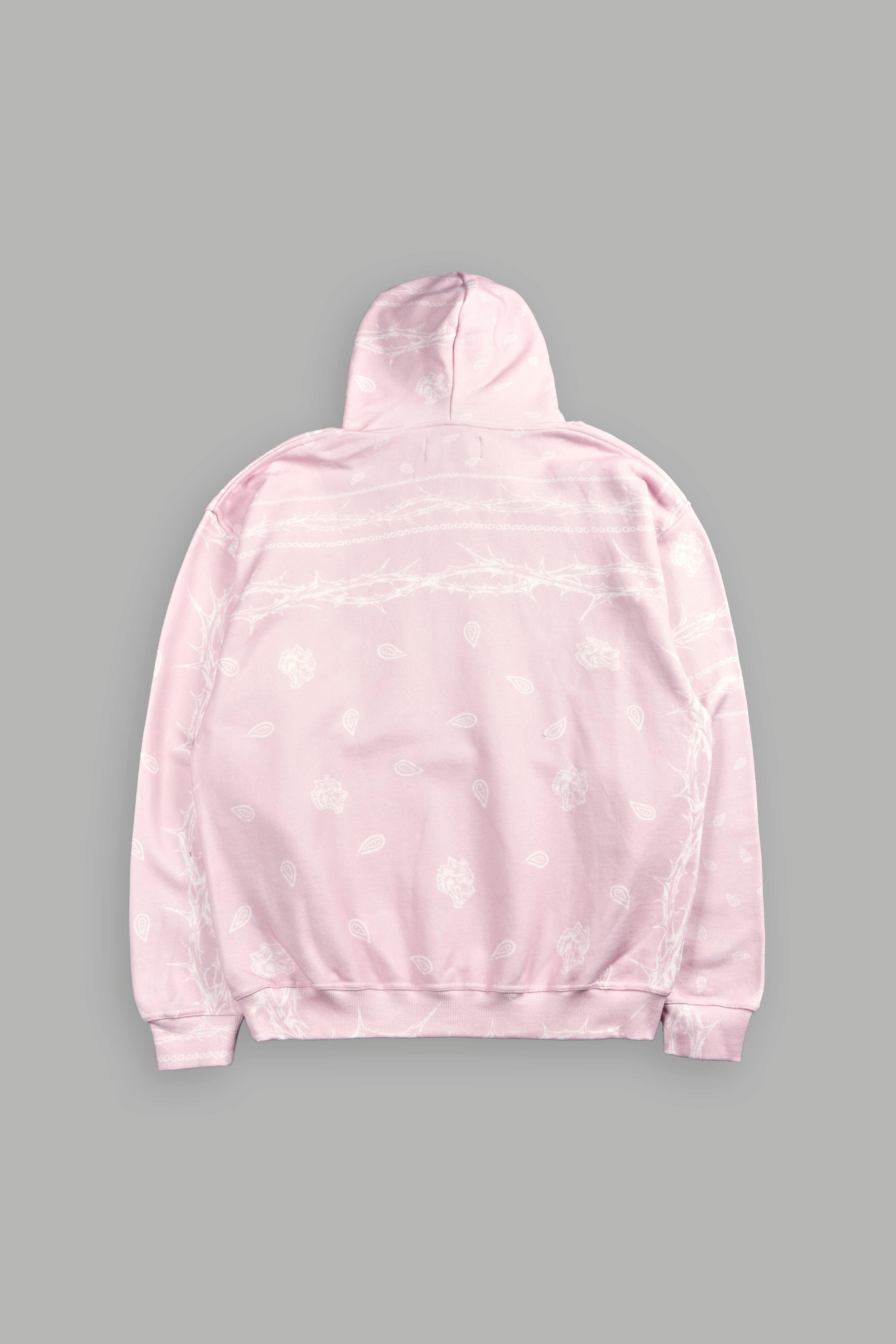 Wolves Pyramid "Bishop" Hoodie in Blush Pink Thorn Paisley