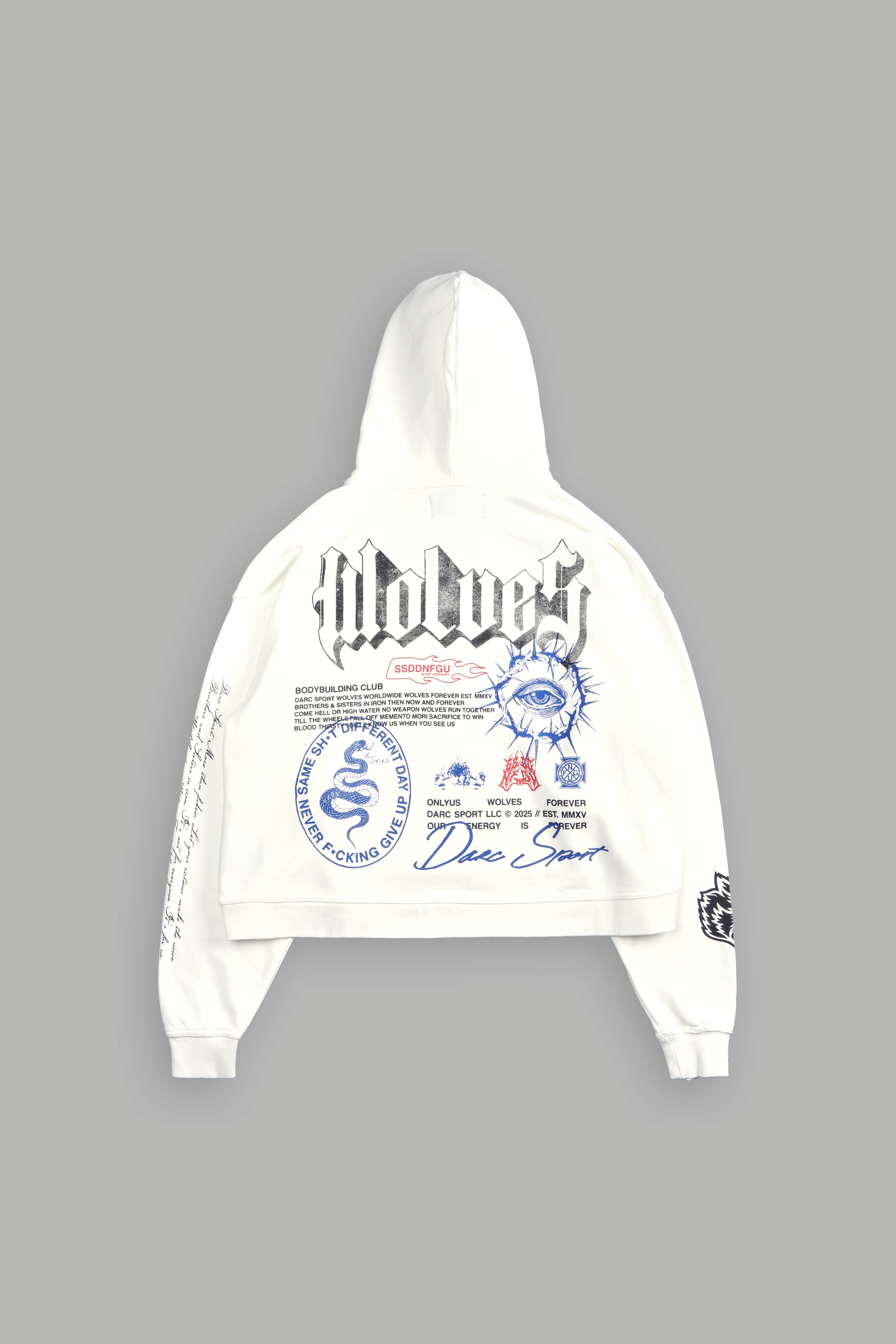 Wolves Club Forever "Box Cut" Pierce Hoodie in Cream