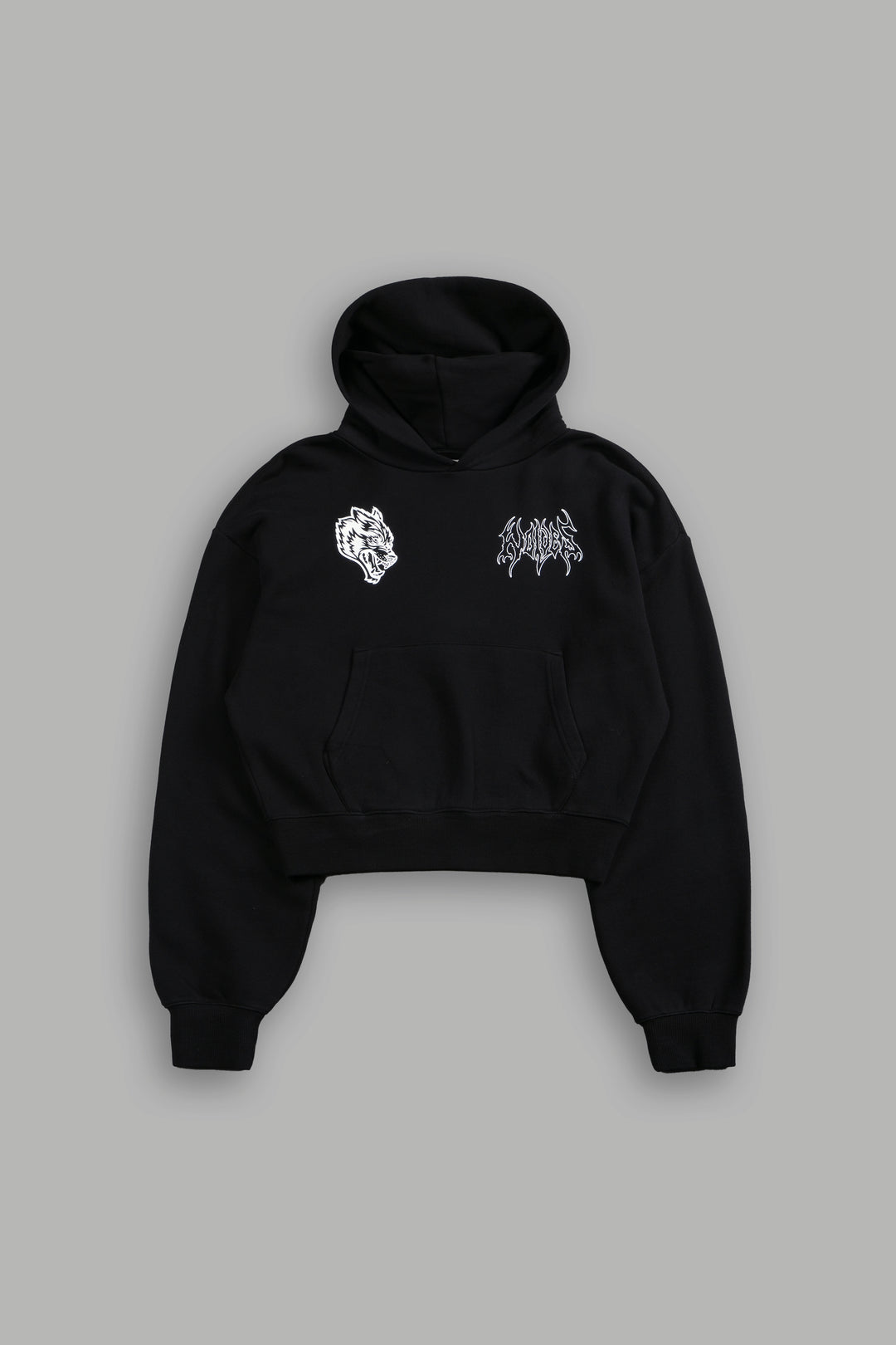 Wolf Hesh Owen Cropped Hoodie in Black