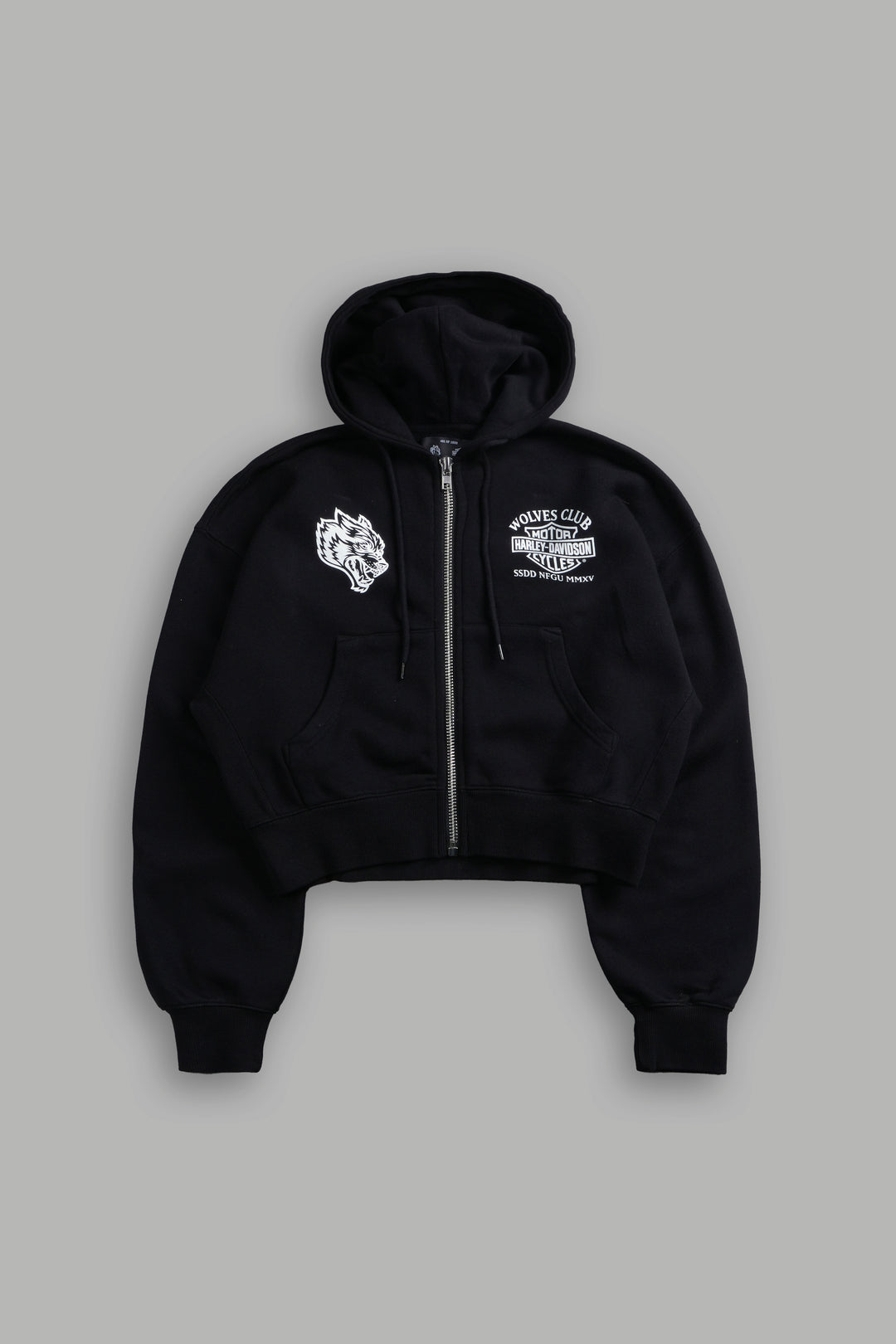 Harley-Davidson Wolves Club "Sage" Cropped Zip Hoodie in Black