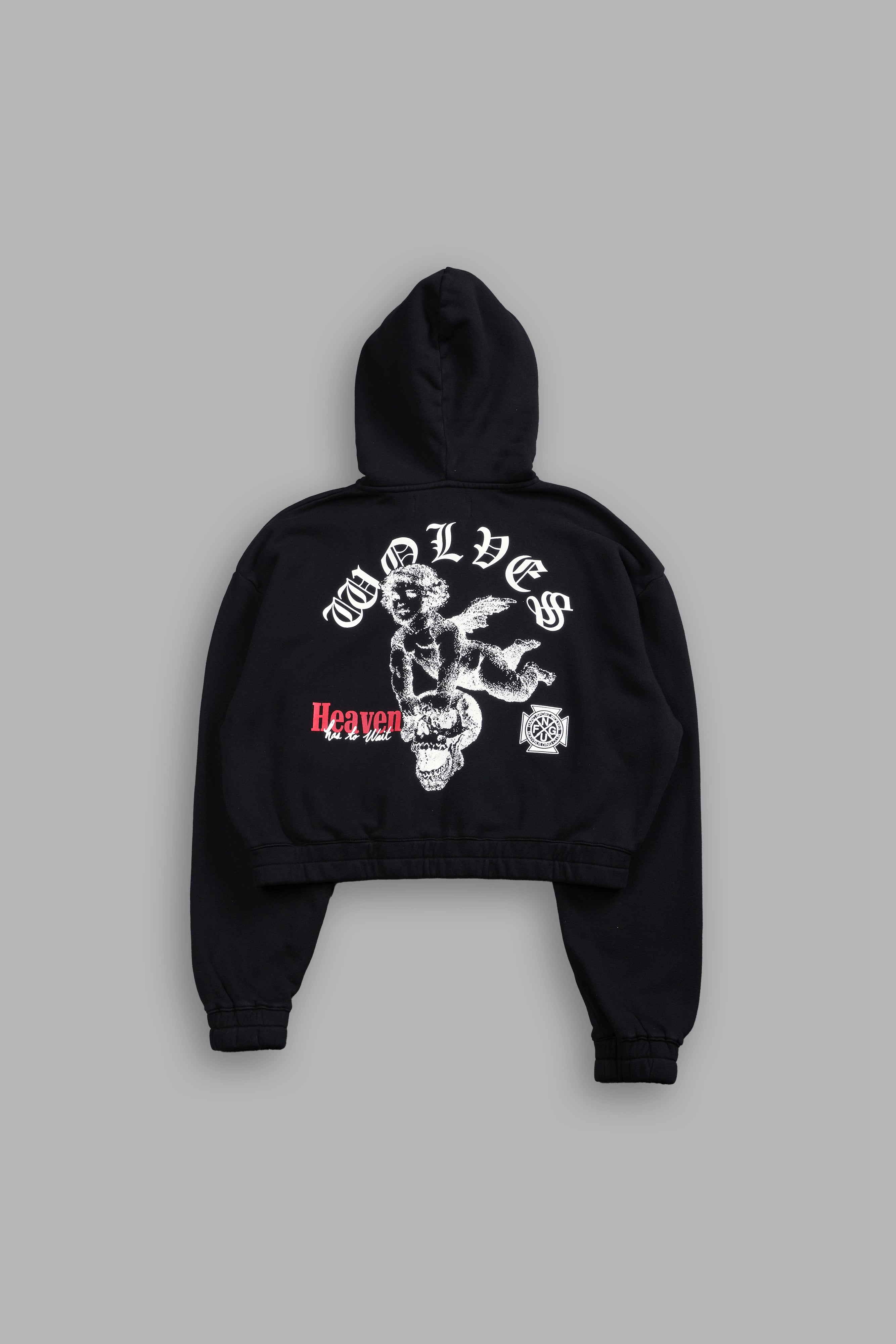 Guardian Cherub "Chambers" (Cropped) Zip Hoodie in Black