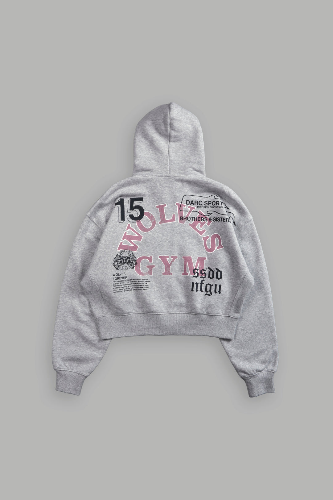 Wolves Gym V2 "Sage" Cropped Zip Hoodie in Light Athletic Gray