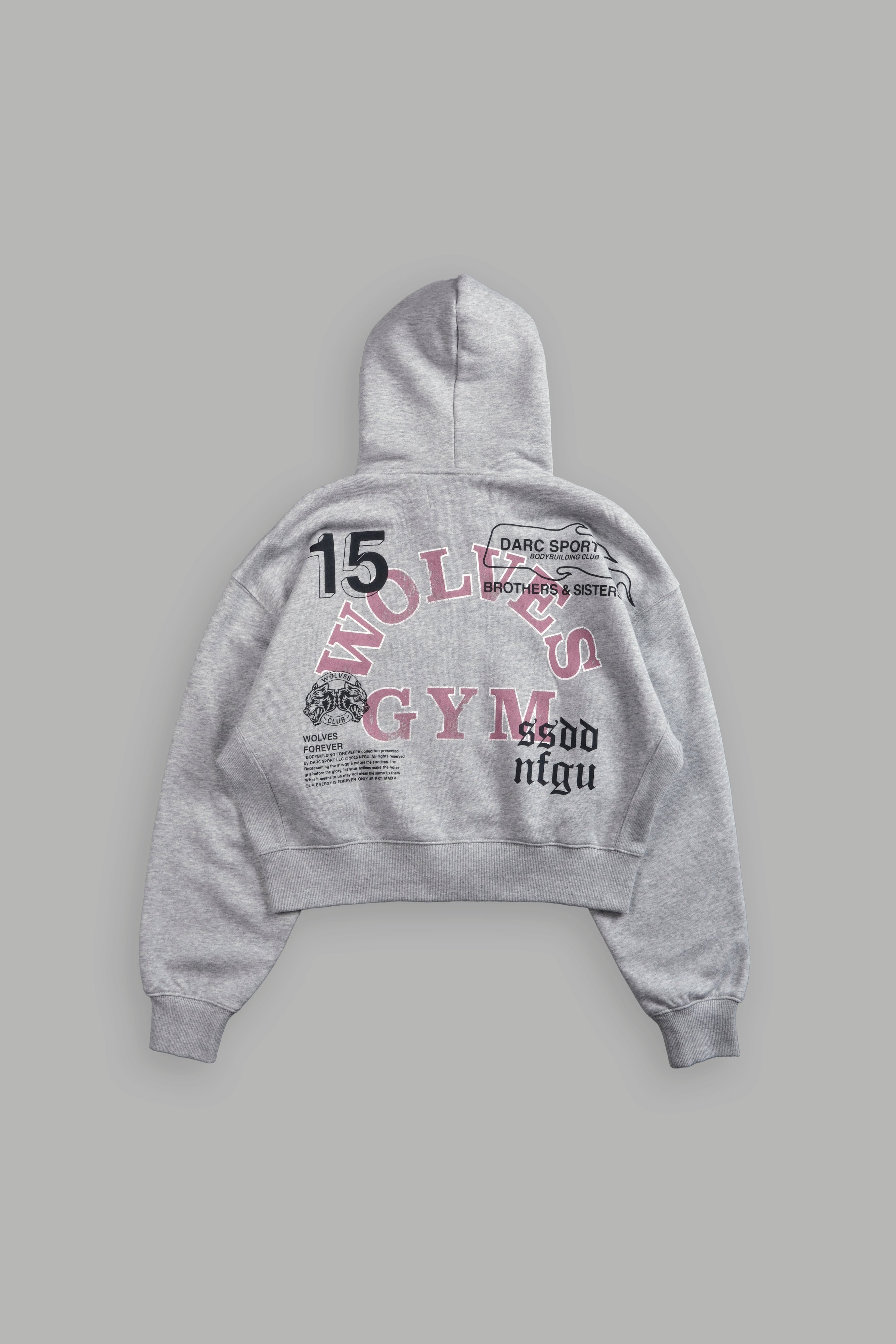 Wolves Gym V2 "Sage" Cropped Zip Hoodie in Light Athletic Gray