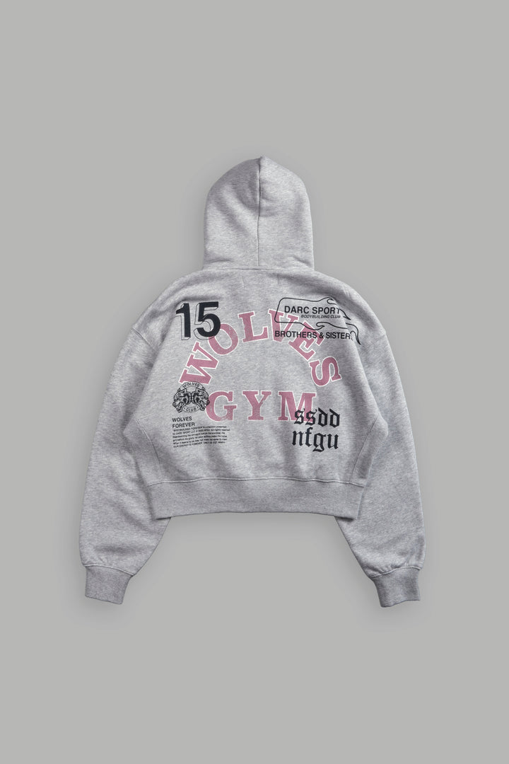 Wolves Gym V2 "Sage" Cropped Zip Hoodie in Light Athletic Gray
