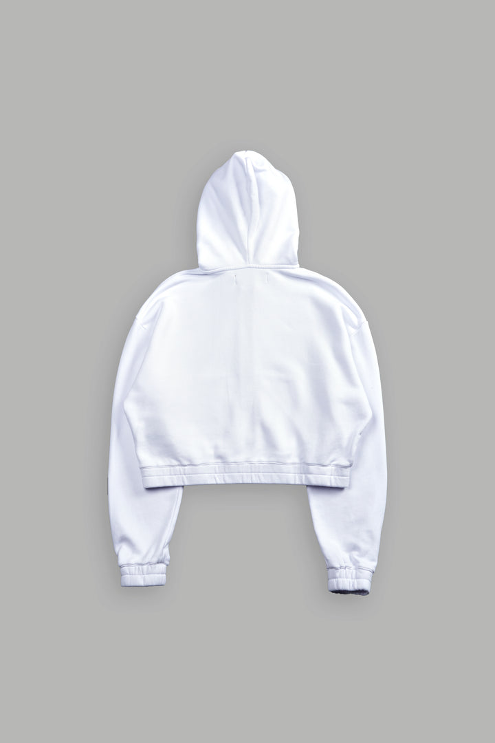 Chopper Wolf "Chambers" (Cropped) Zip Hoodie in White