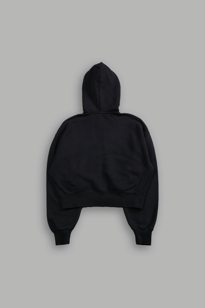 Darc Wandering "Sage" Cropped Zip Hoodie in Black
