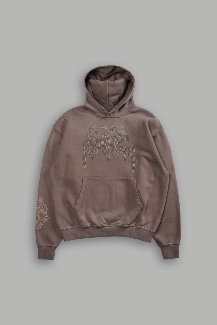 Studded Respect Unisex "Pierce" Hoodie in Mojave Brown Drift Wash