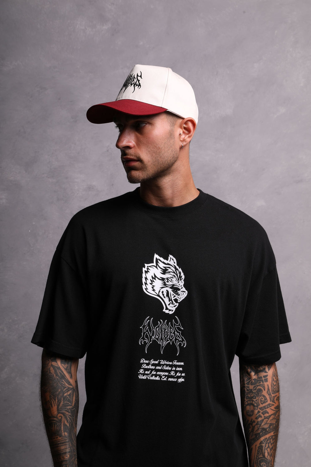 Until Valhalla 5 Panel Hat in Cream/Maroon