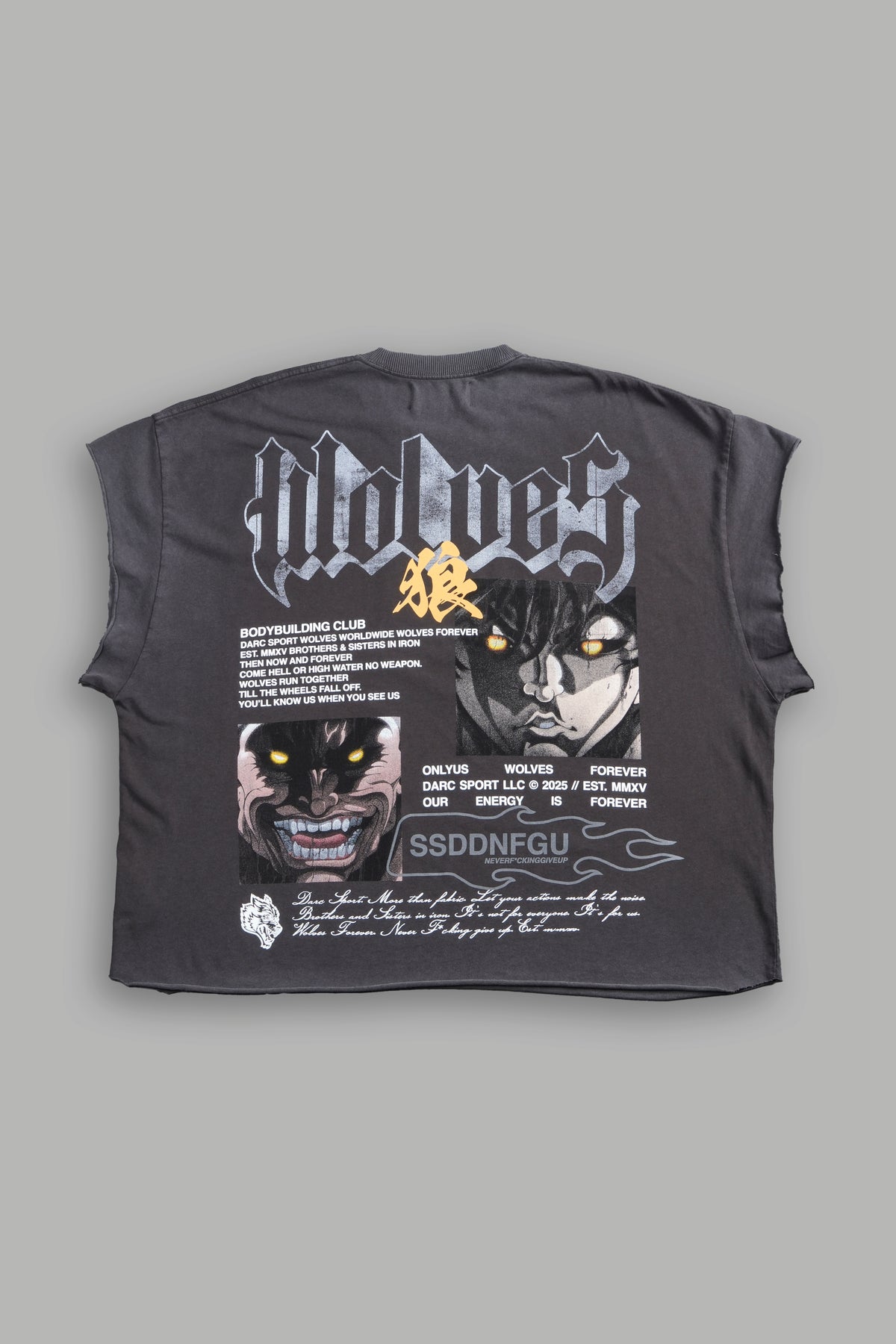 Hanma Legacy Grunge Cut-Off Tee in Wolf Gray – DarcSport