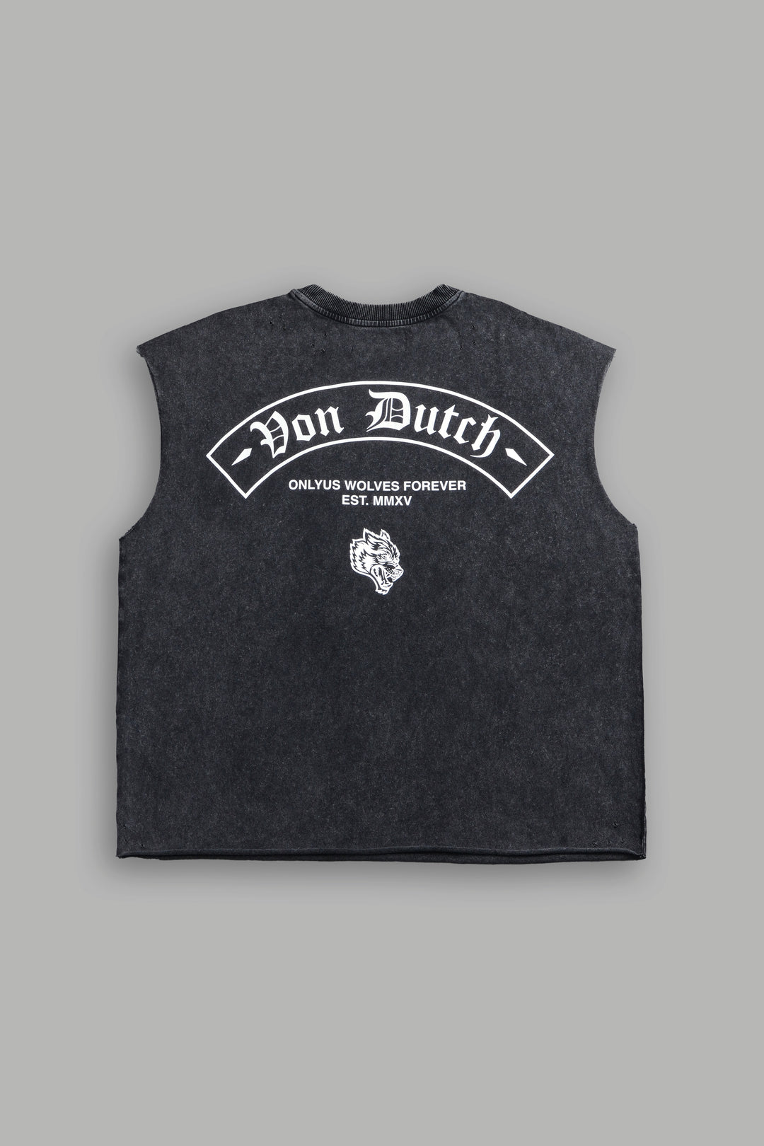 Darc Covenant Distressed Grunge Mid-Length Raw Hem Muscle Tee in Black