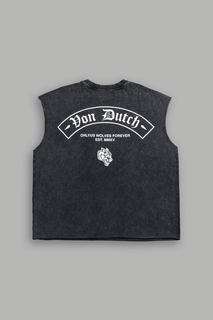 Darc Covenant Distressed Grunge Mid-Length Raw Hem Muscle Tee in Black