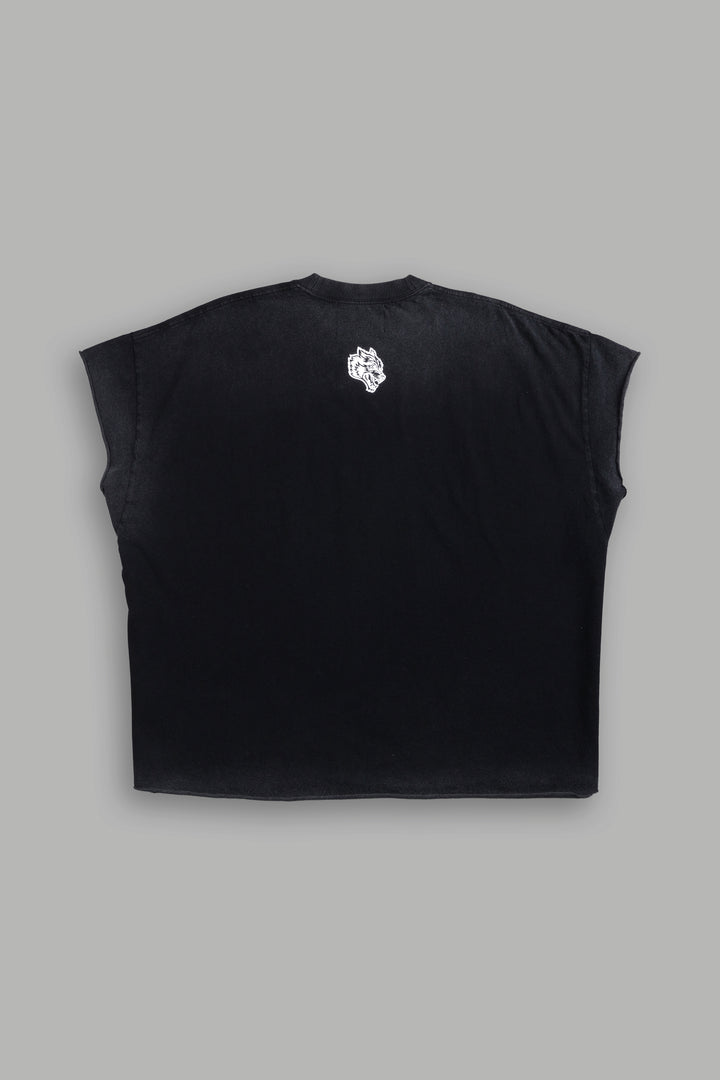Iron Pack Grunge Cut-Off Tee in Black