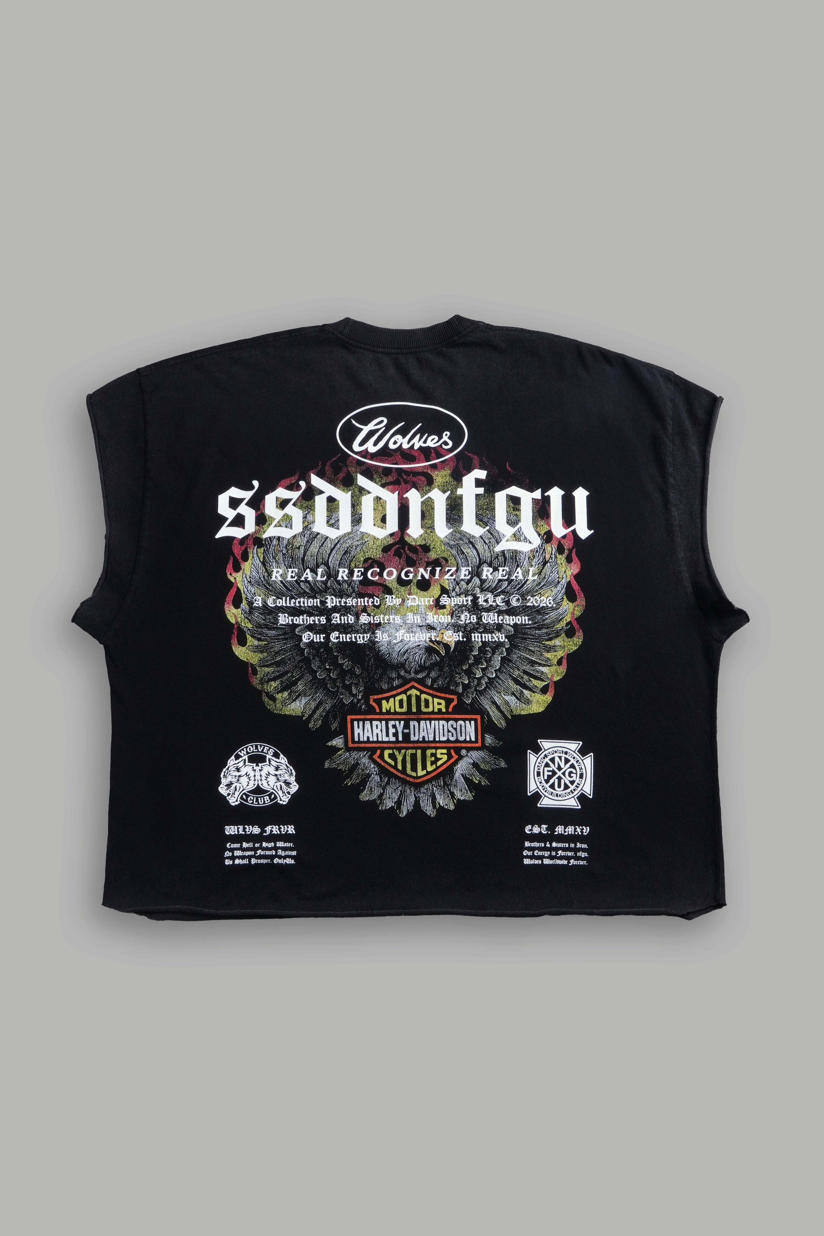 Wings of Fire Grunge Cut-Off Tee in Black